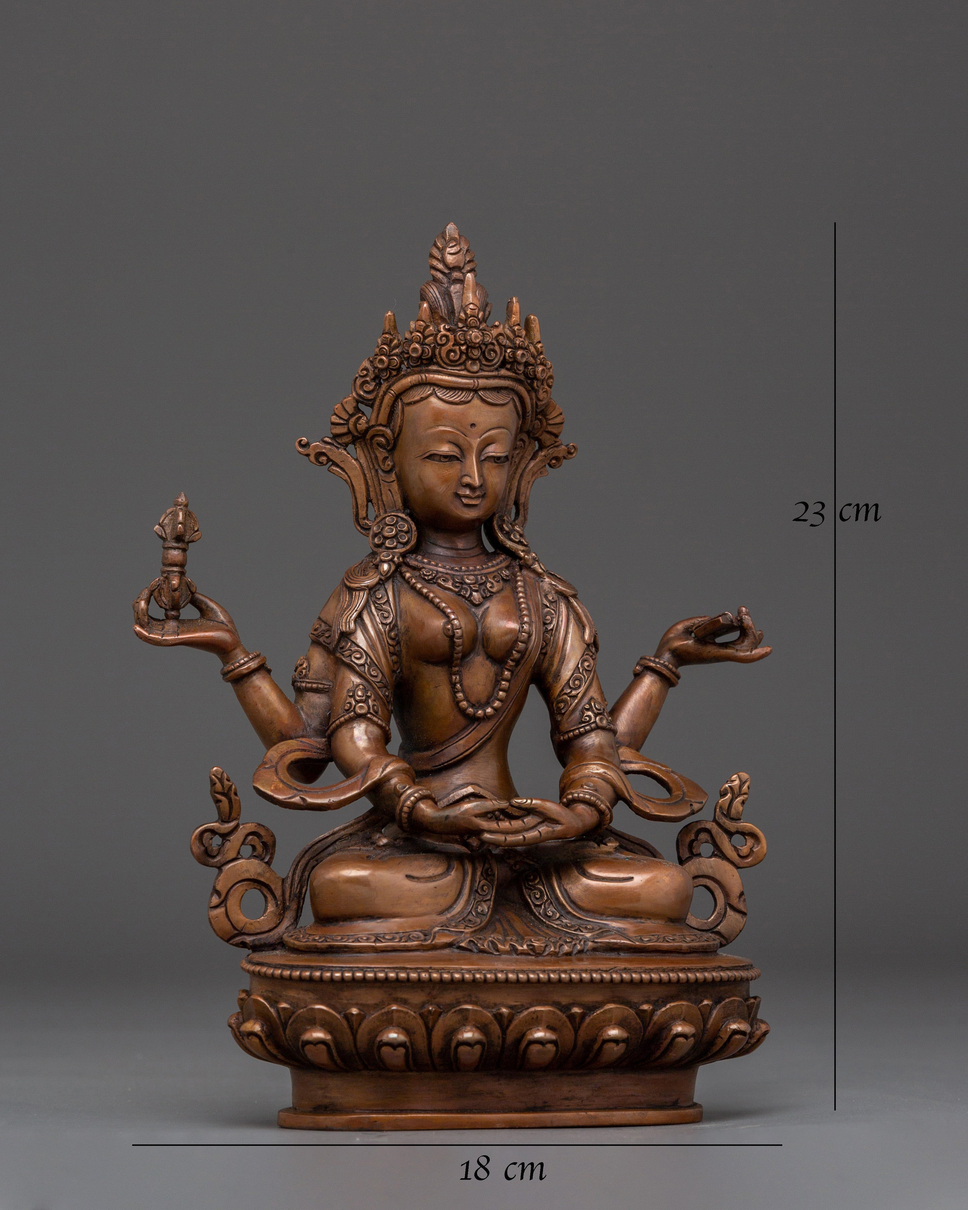 Oxidzed Copper Body Prajna paramita Wisdom Statue