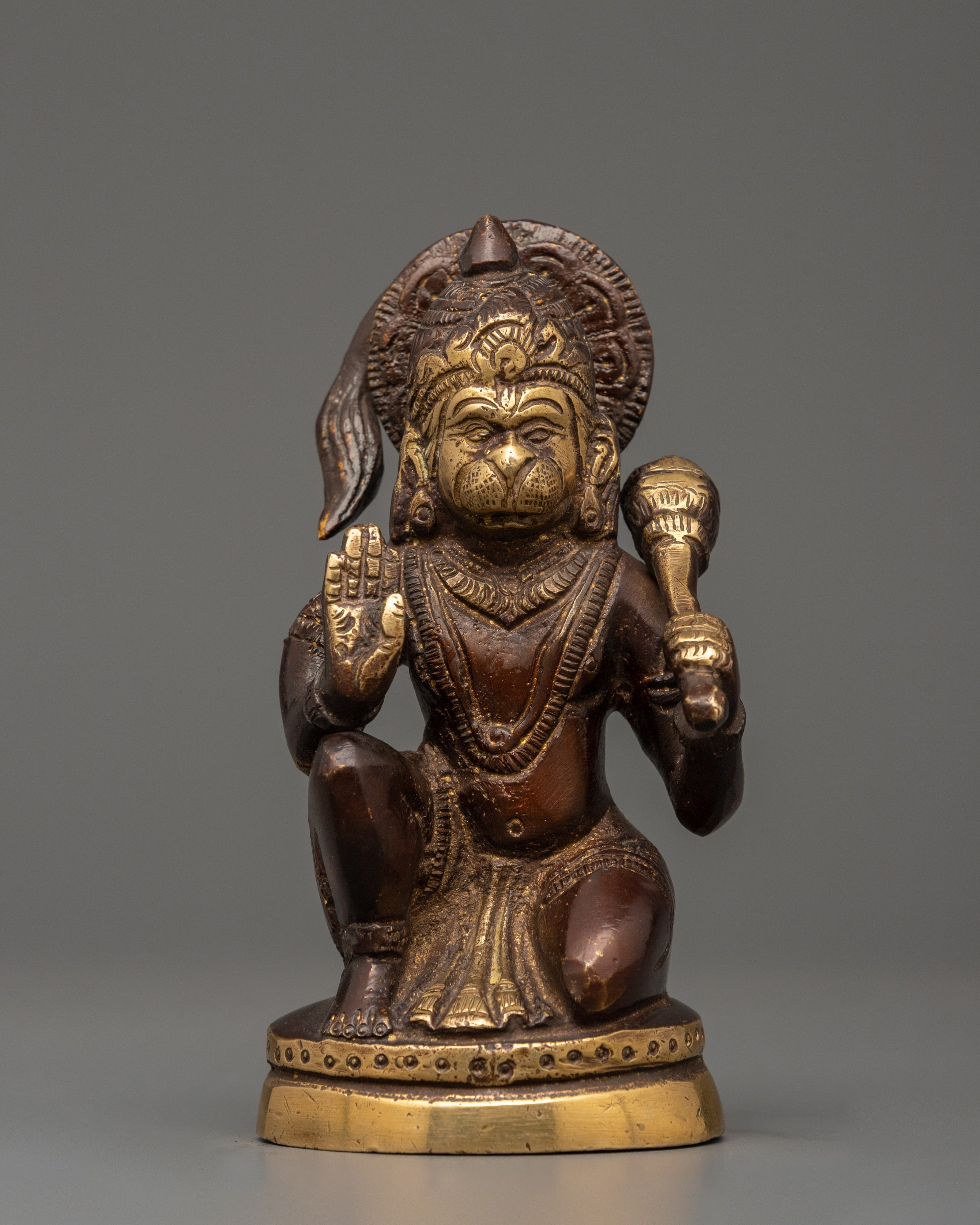 Antique-finish Brass Hanuman Statue