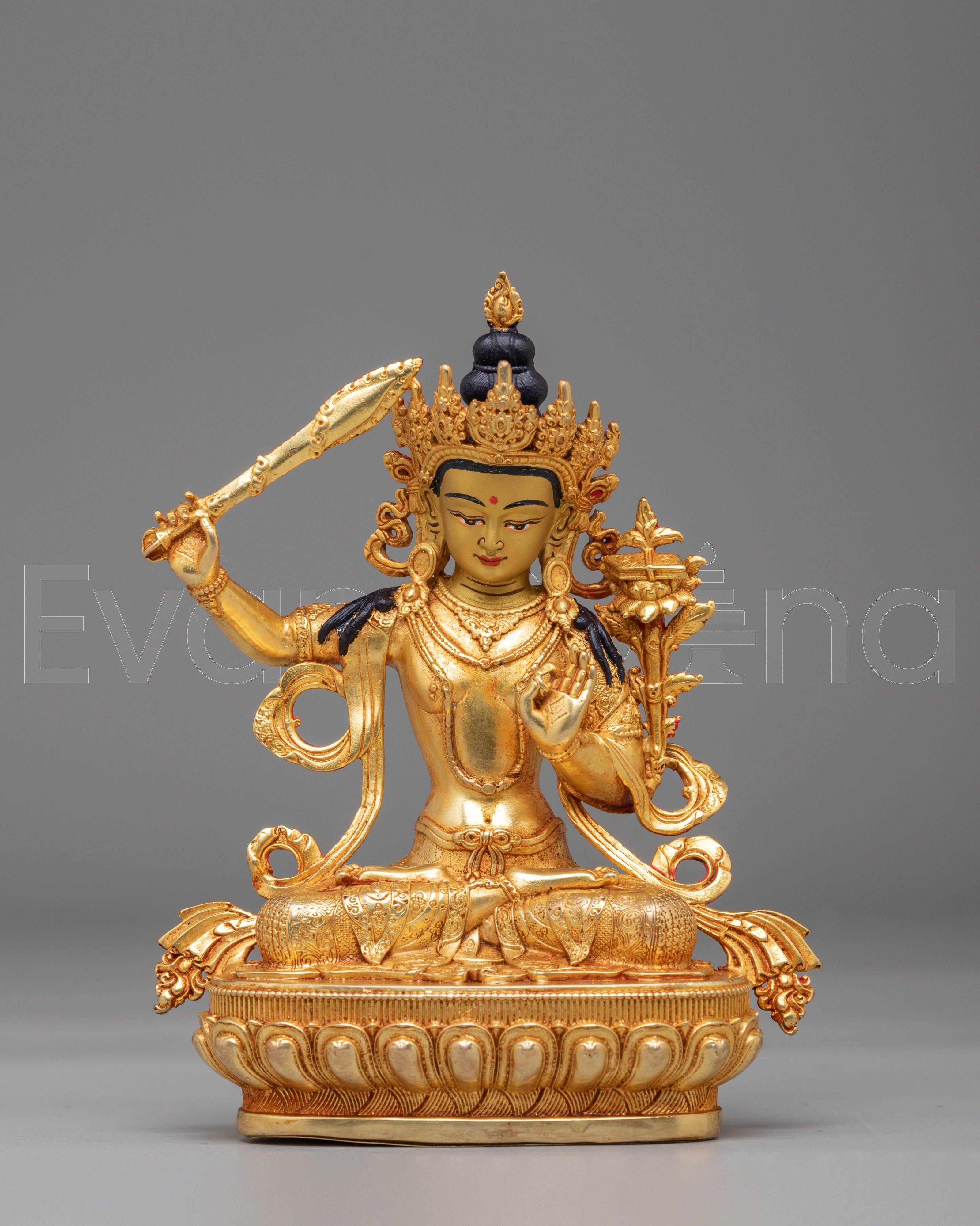 Handmade Golden Manjushri Statue | Statue of Wisdom