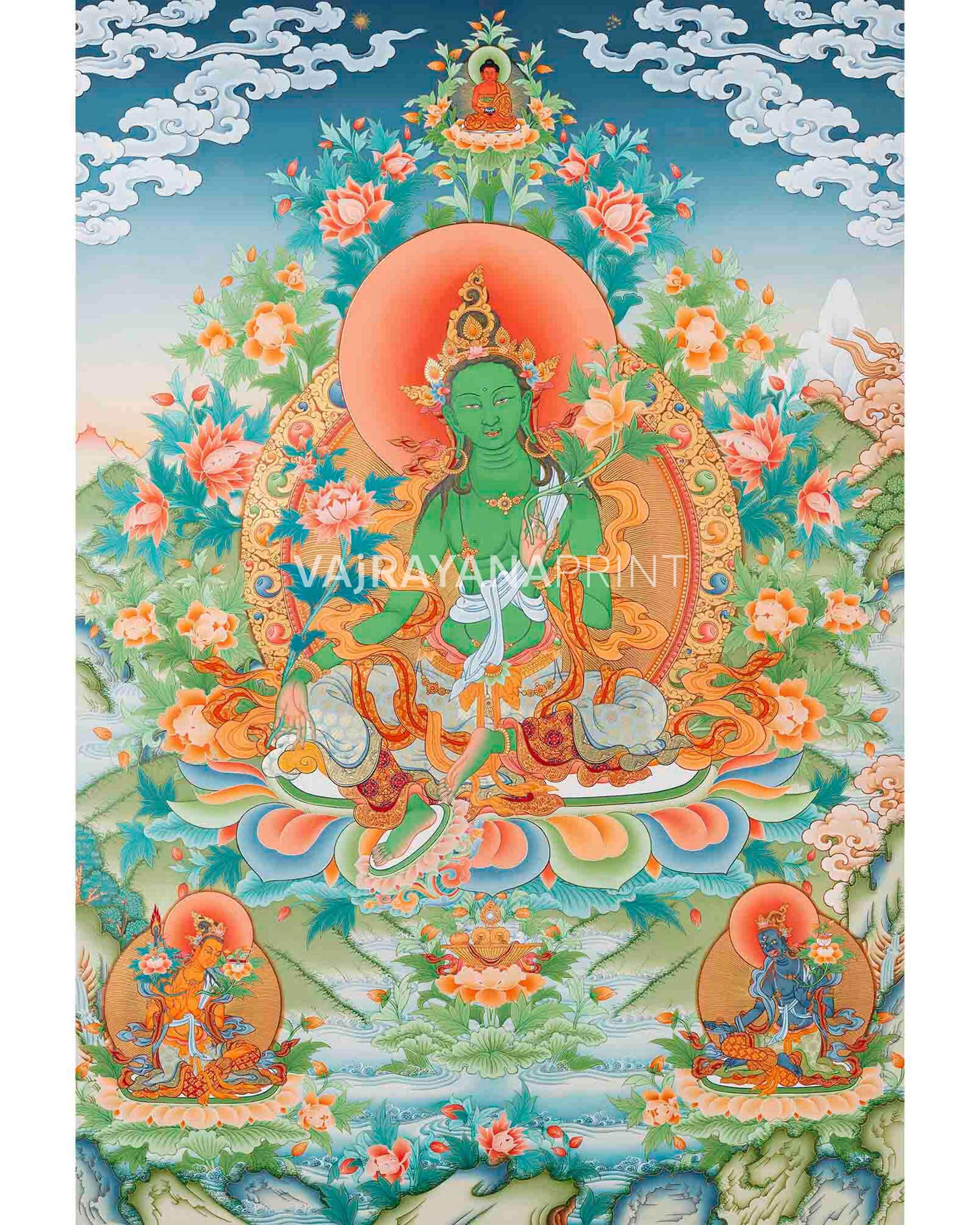 Green Tara Thangka Print