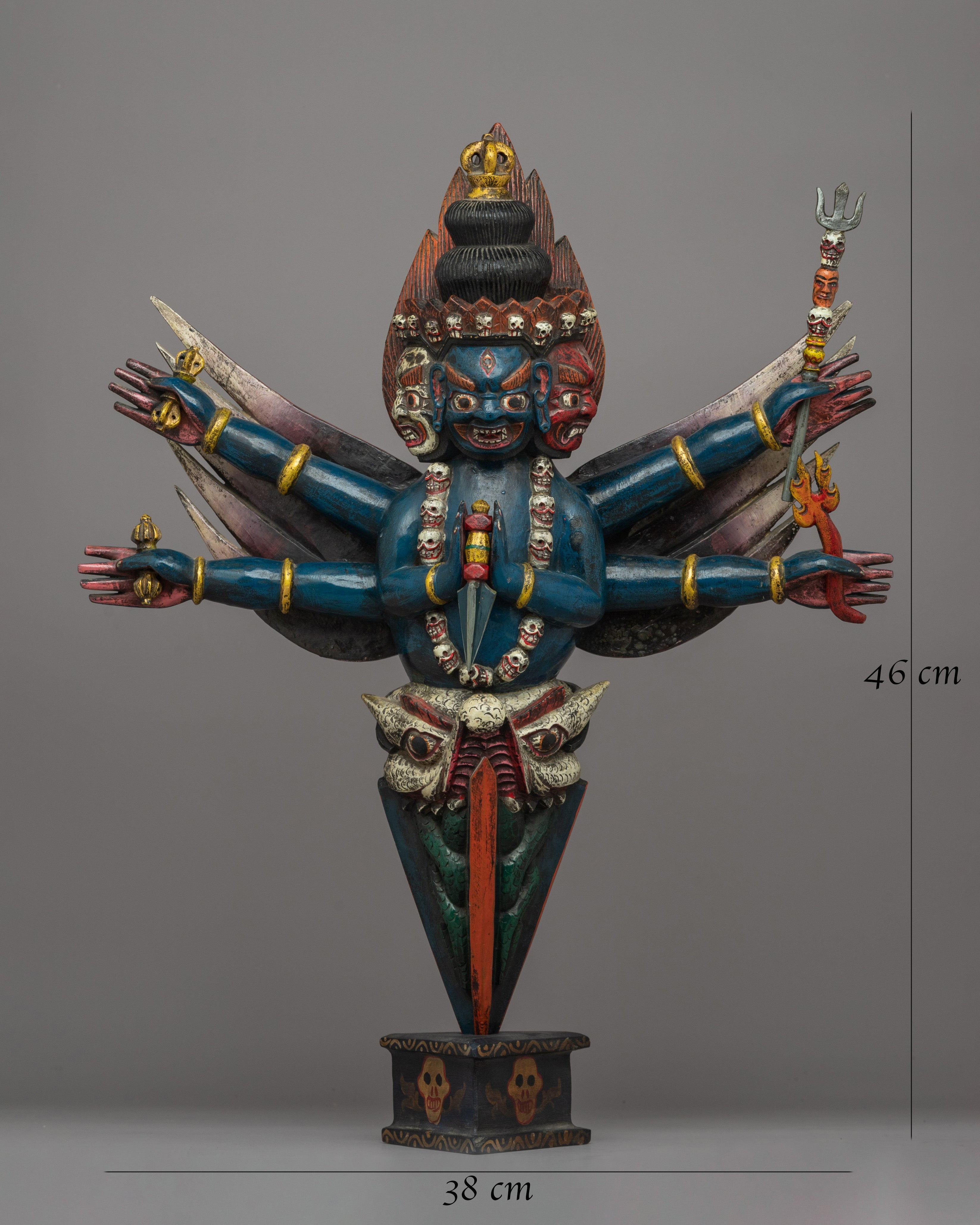 Hand-Carved Wooden Phurba | Sacred Tibetan Buddhist Artifact