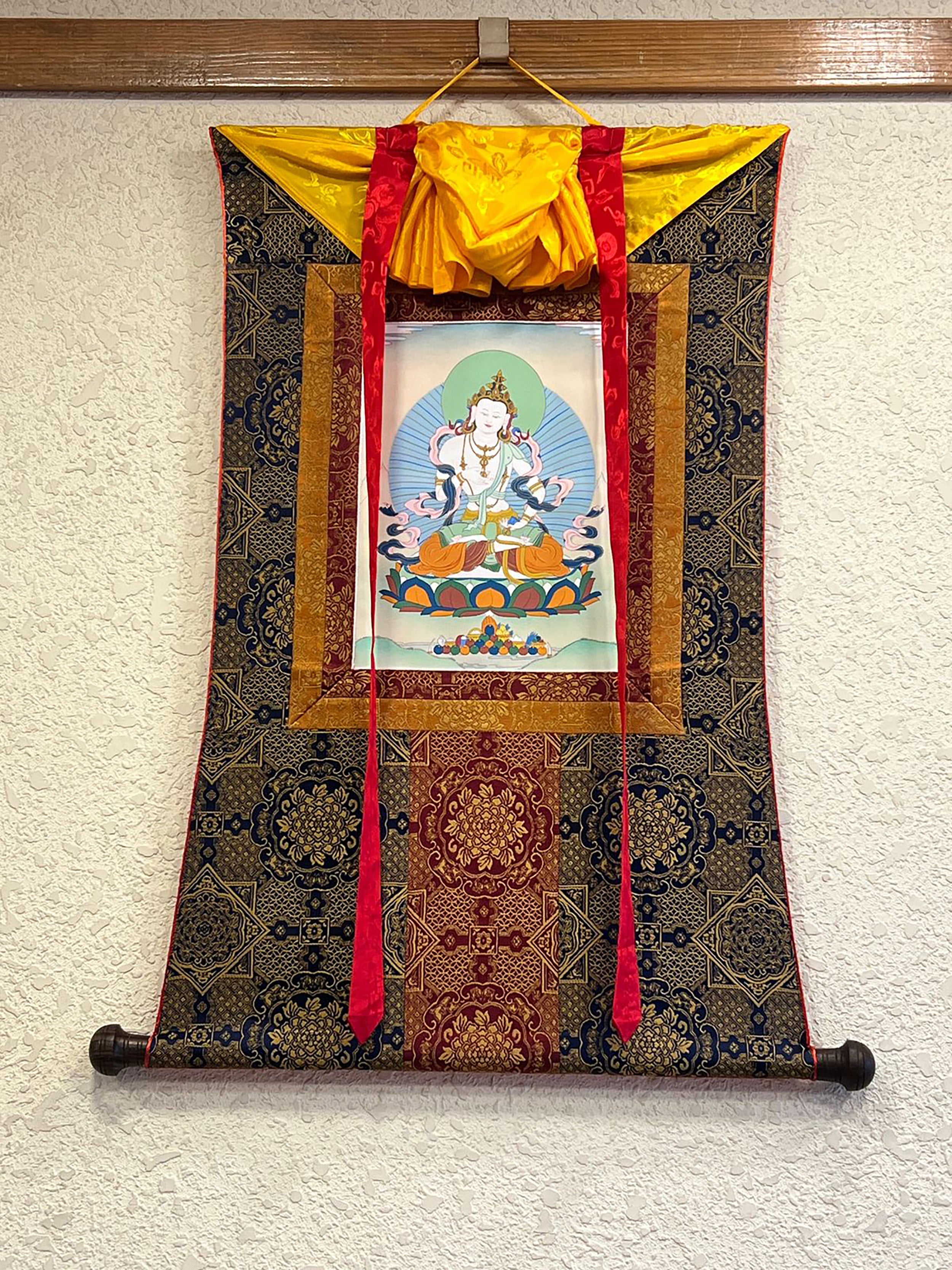 Tibetan Dorje Sempa Thangka | Vajrayana Deity for Cleansing Negative Karma | Brocade Mounted