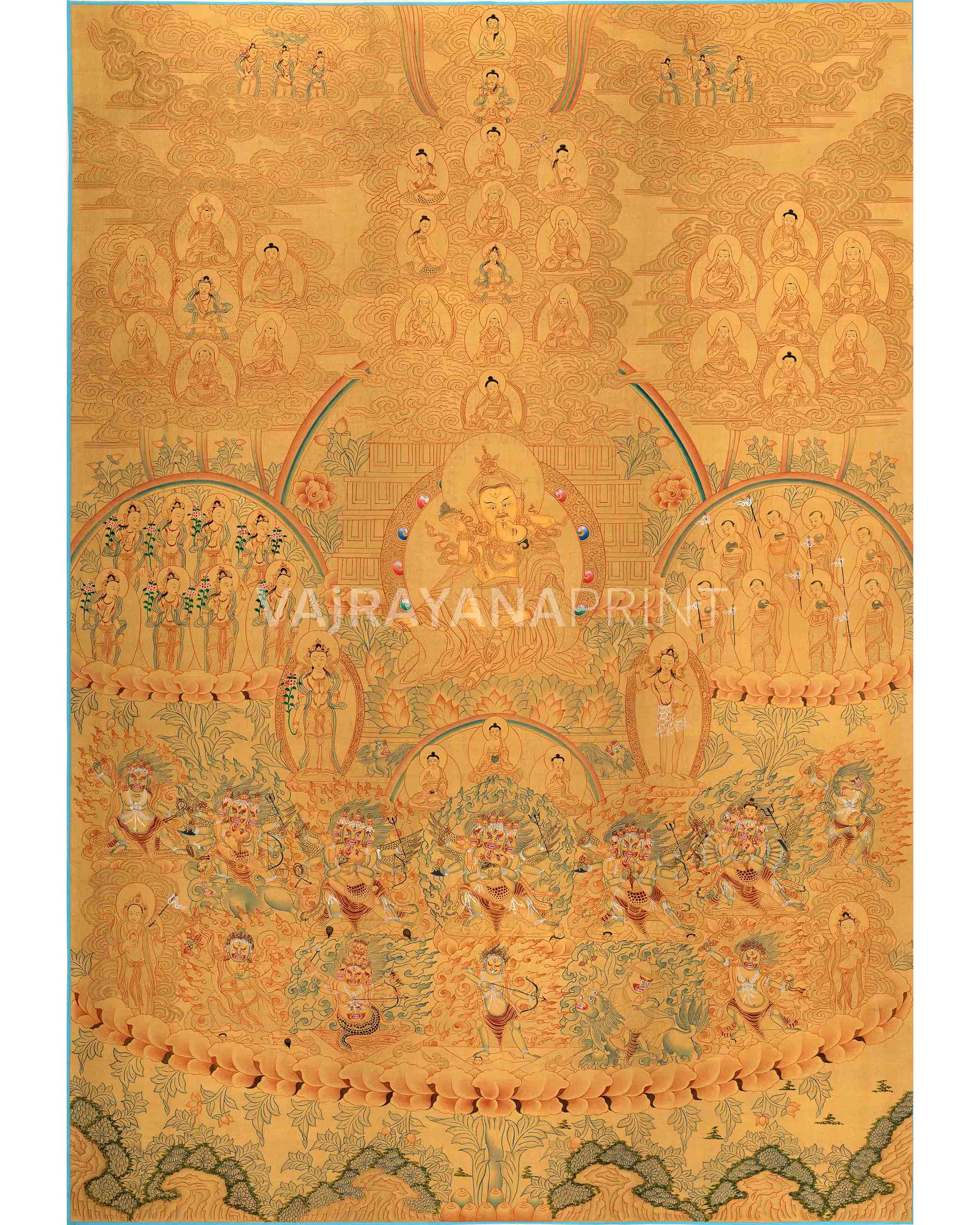 Guru Rinpoche Consort Lineage Tree Thangka Print