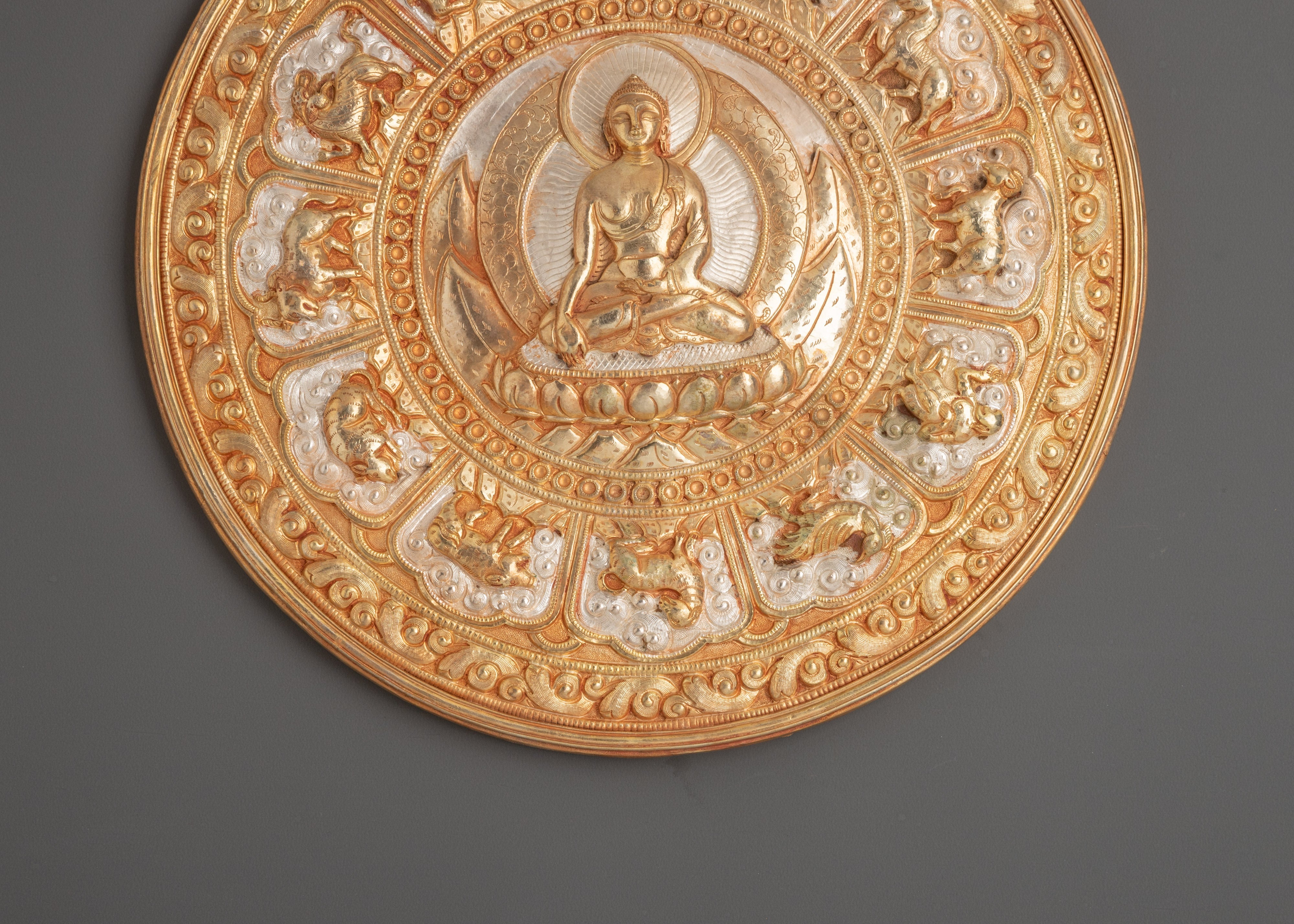 Buddha with 12 Zodiac Animals Wall hanging | Buddhist Himalayan Art for Sacred Space