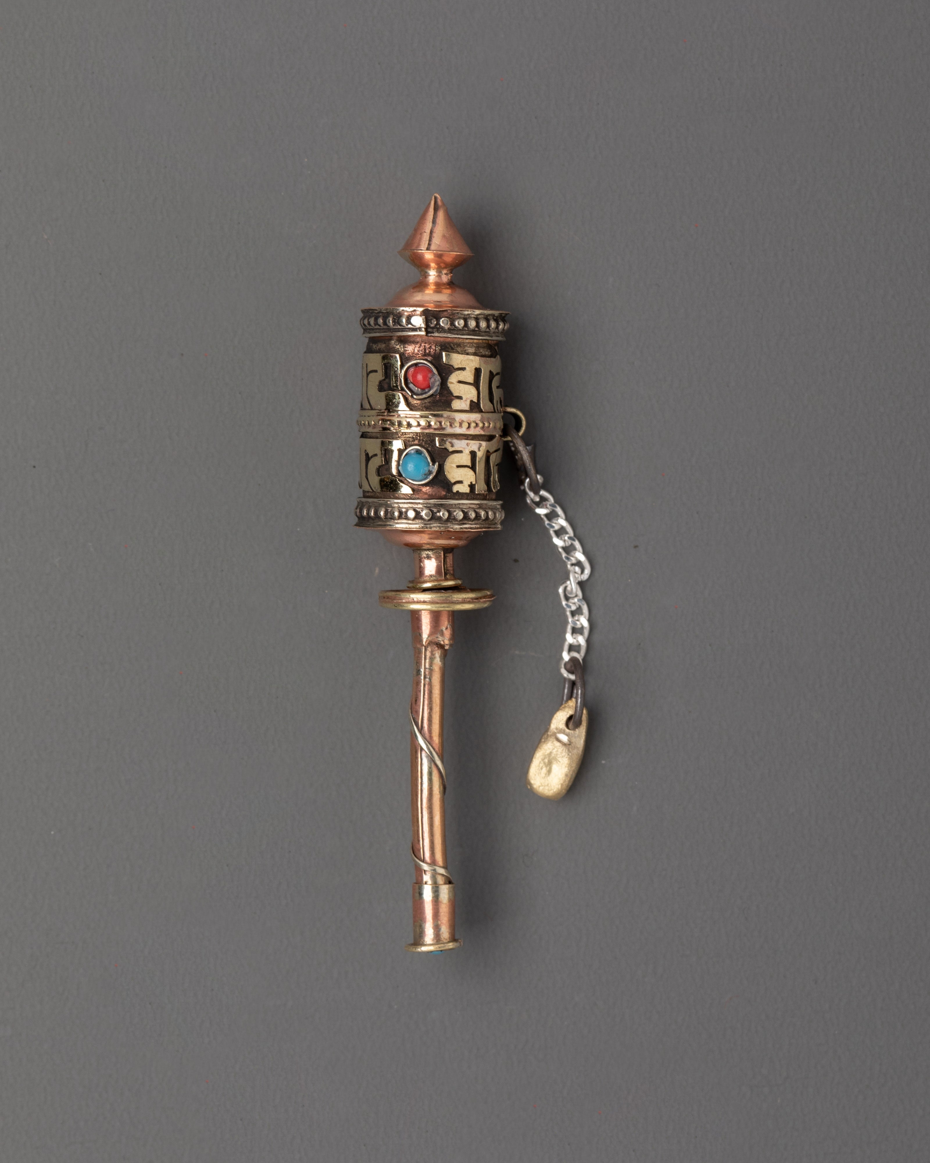 buddhist-mantra-wheel-with-turquoise-inlay