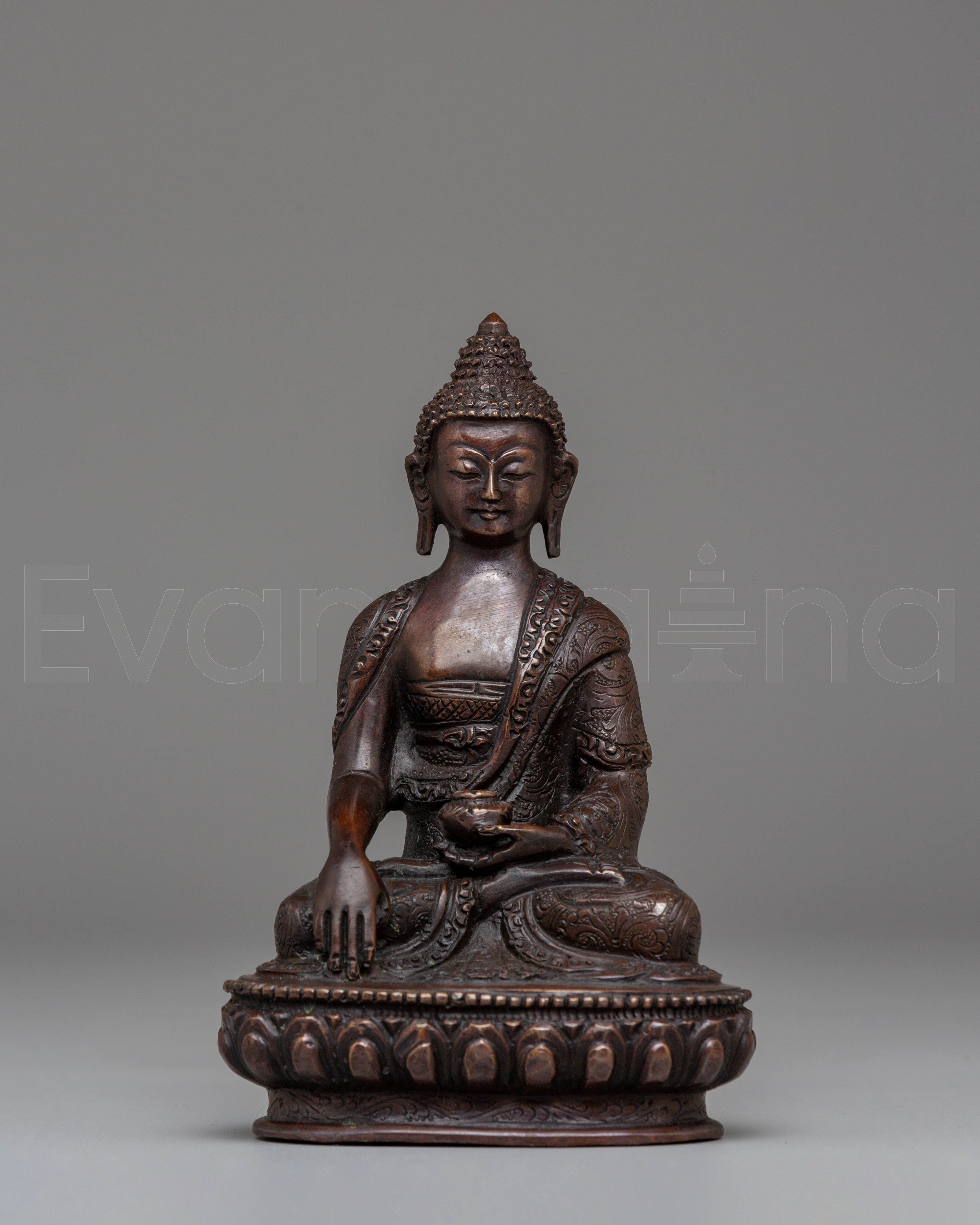 Shakyamuni Buddha Oxidized Tibetan Figurine