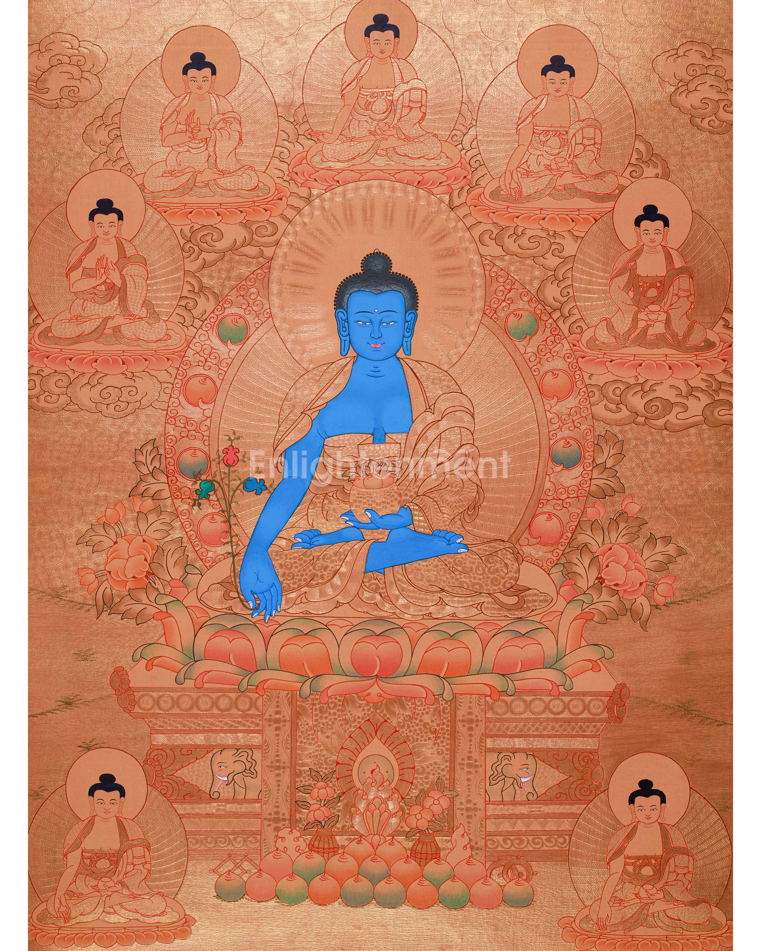 24K Gold Style Medicine Buddha Thangka