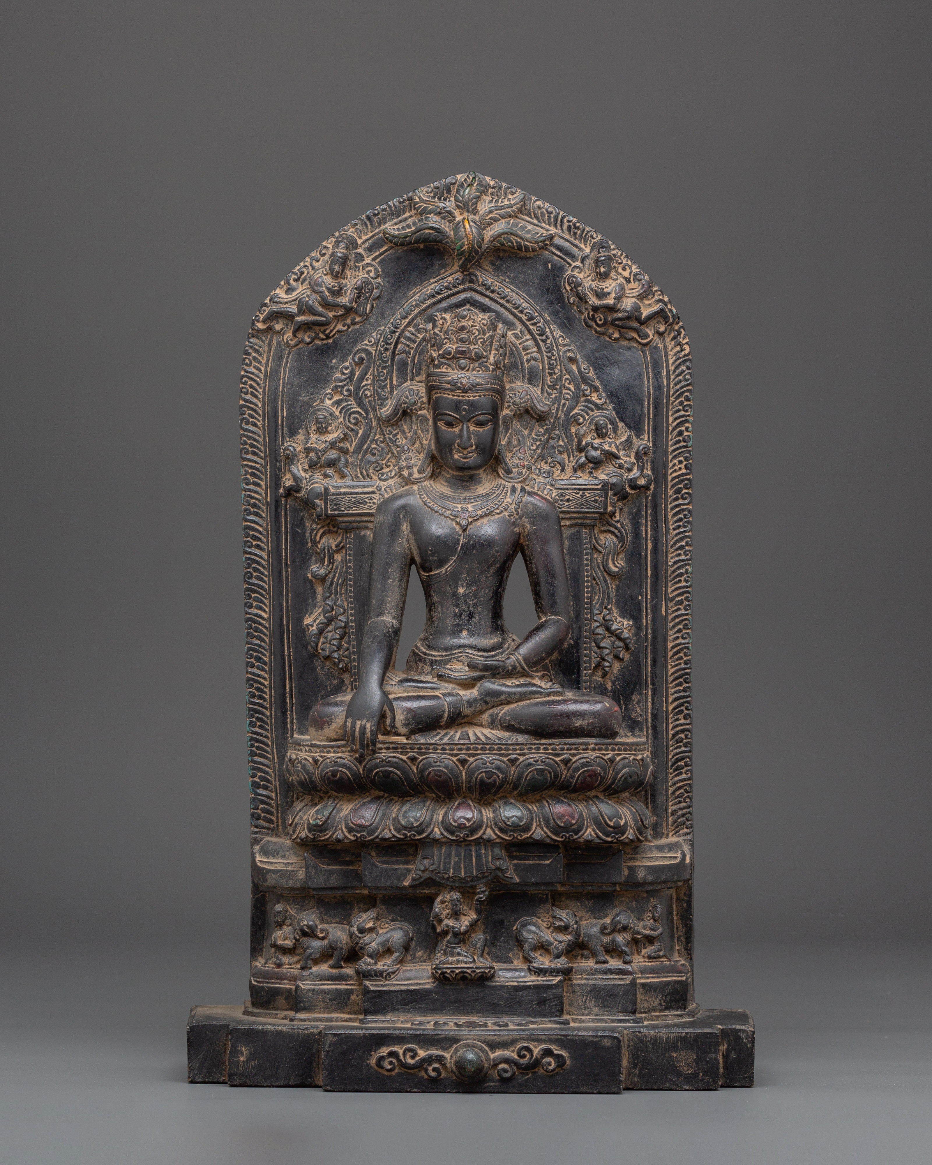 Shakyamuni Buddha on Throne Statue | Spiritual Home Decor