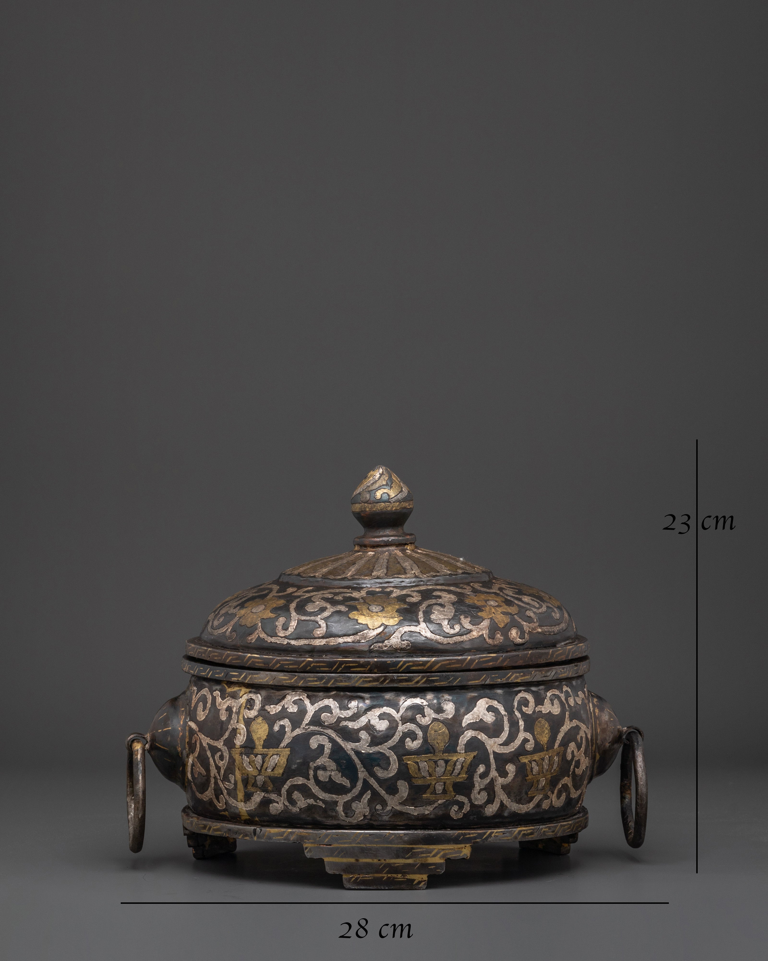 Rice Carry Pot with Silver Inlaid | Traditional Decorative Piece