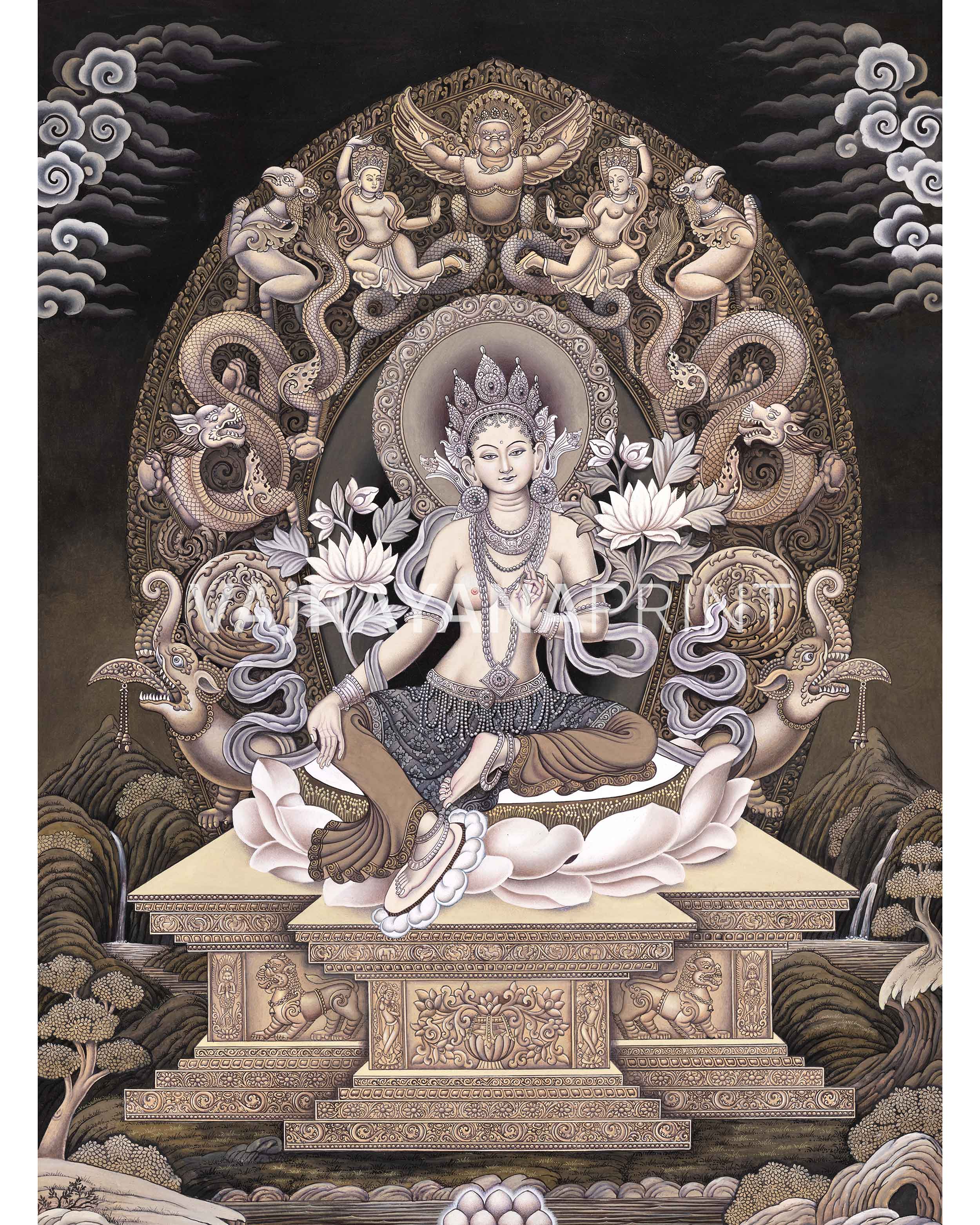 Green Tara Thangka Print