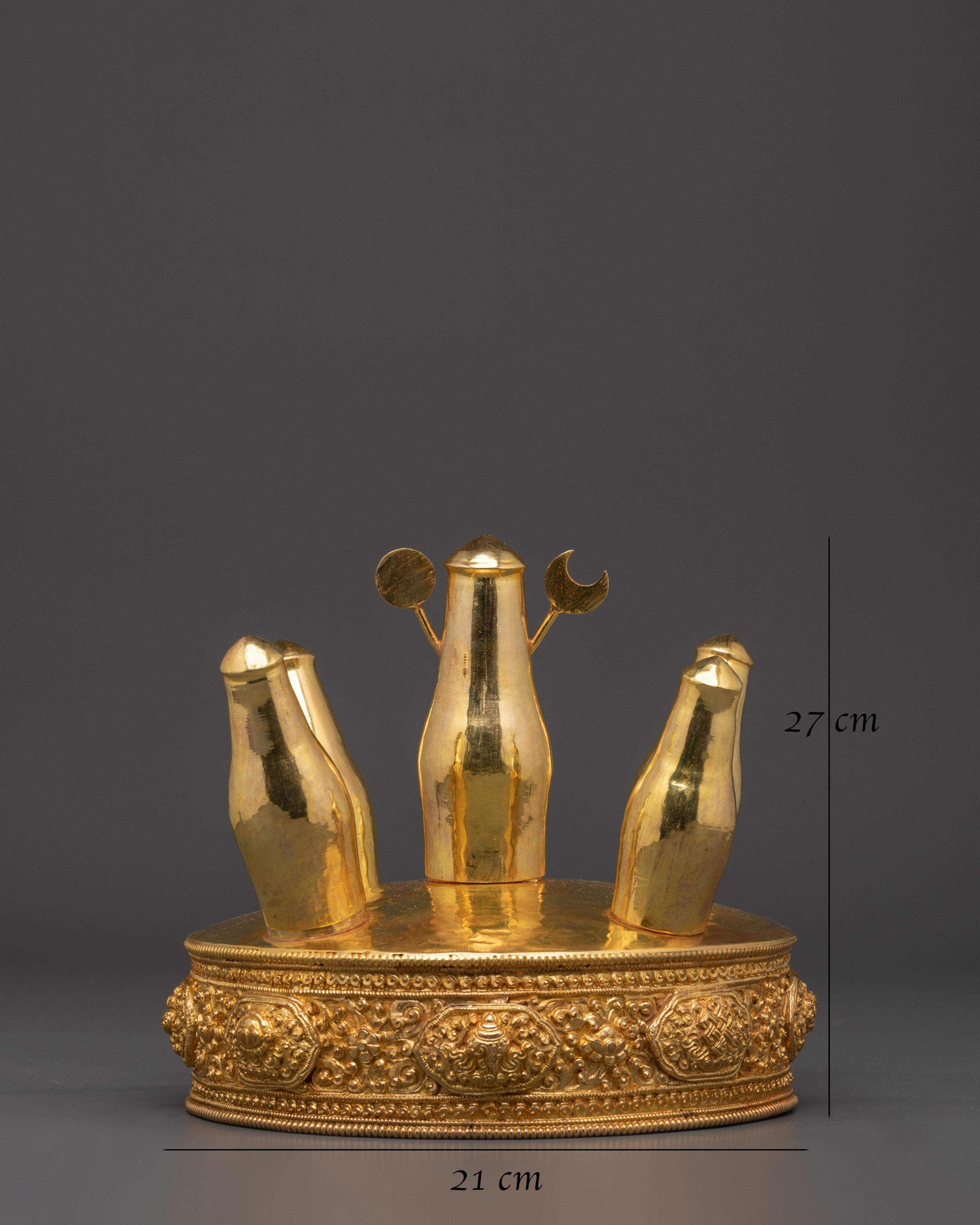 Buddhist Ritual Torma Offering | Gold Plated Copper Torma for Vajrayana Practices