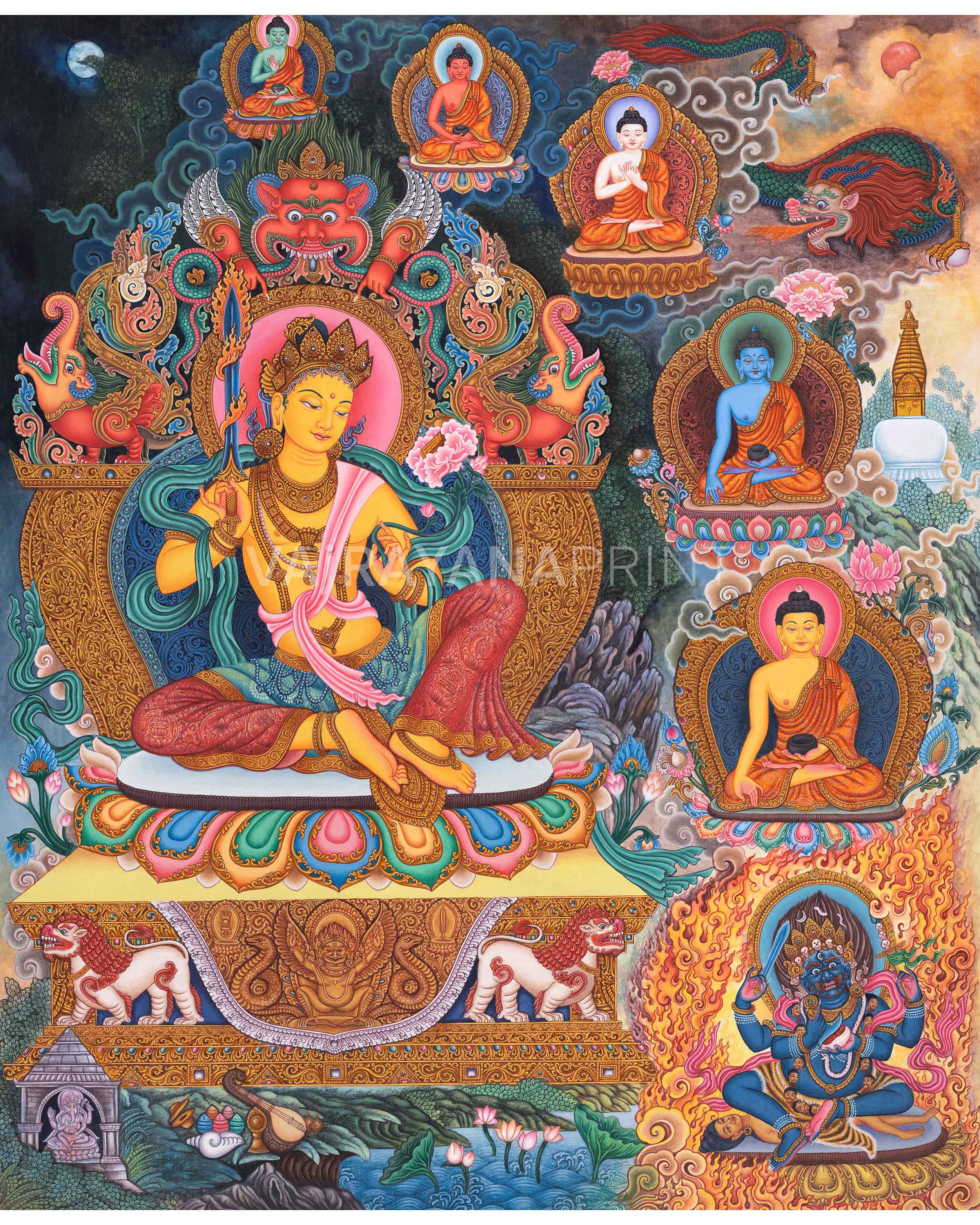 Manjushri Thangka Print