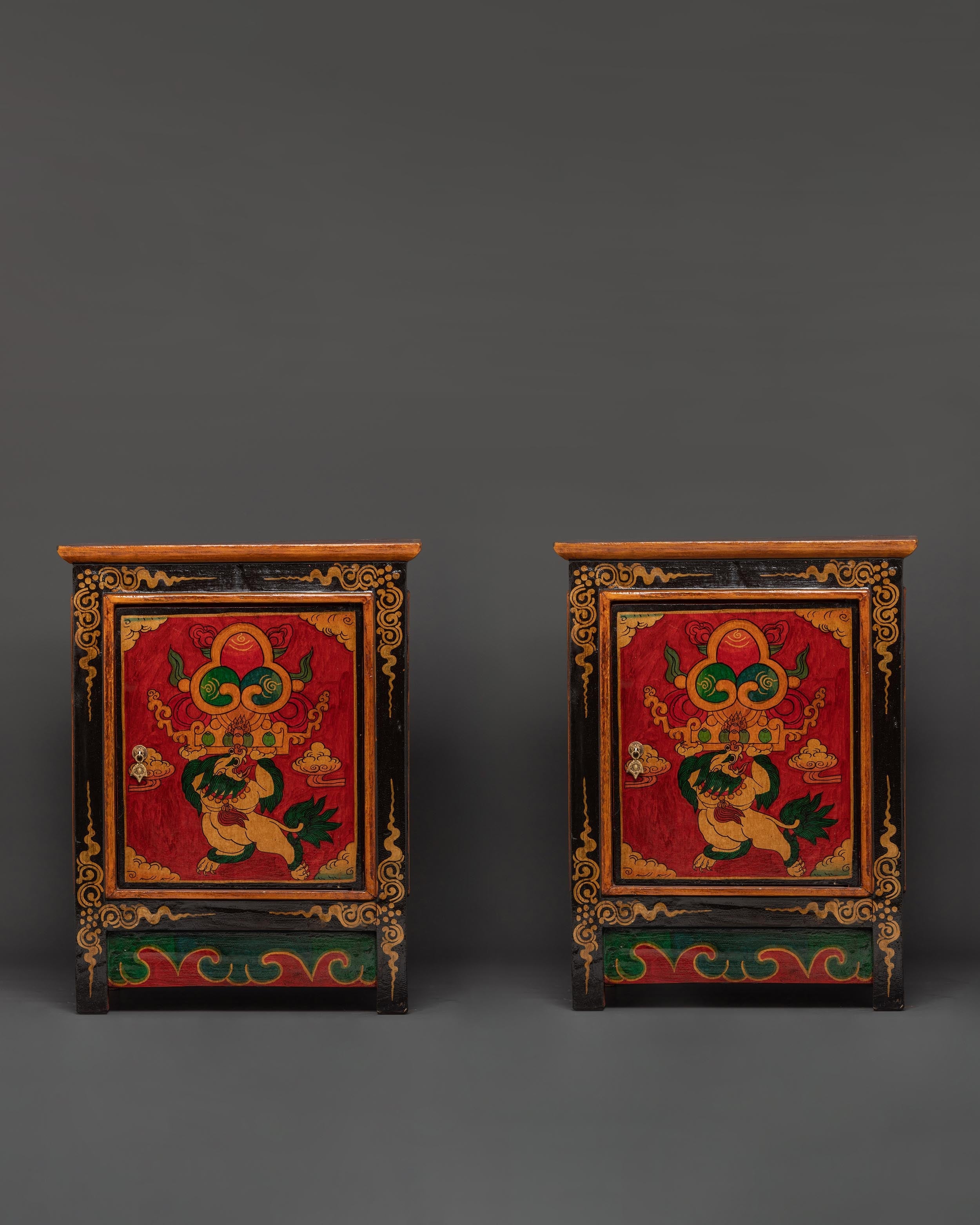 Handcrafted Tibetan Wooden Cabinet