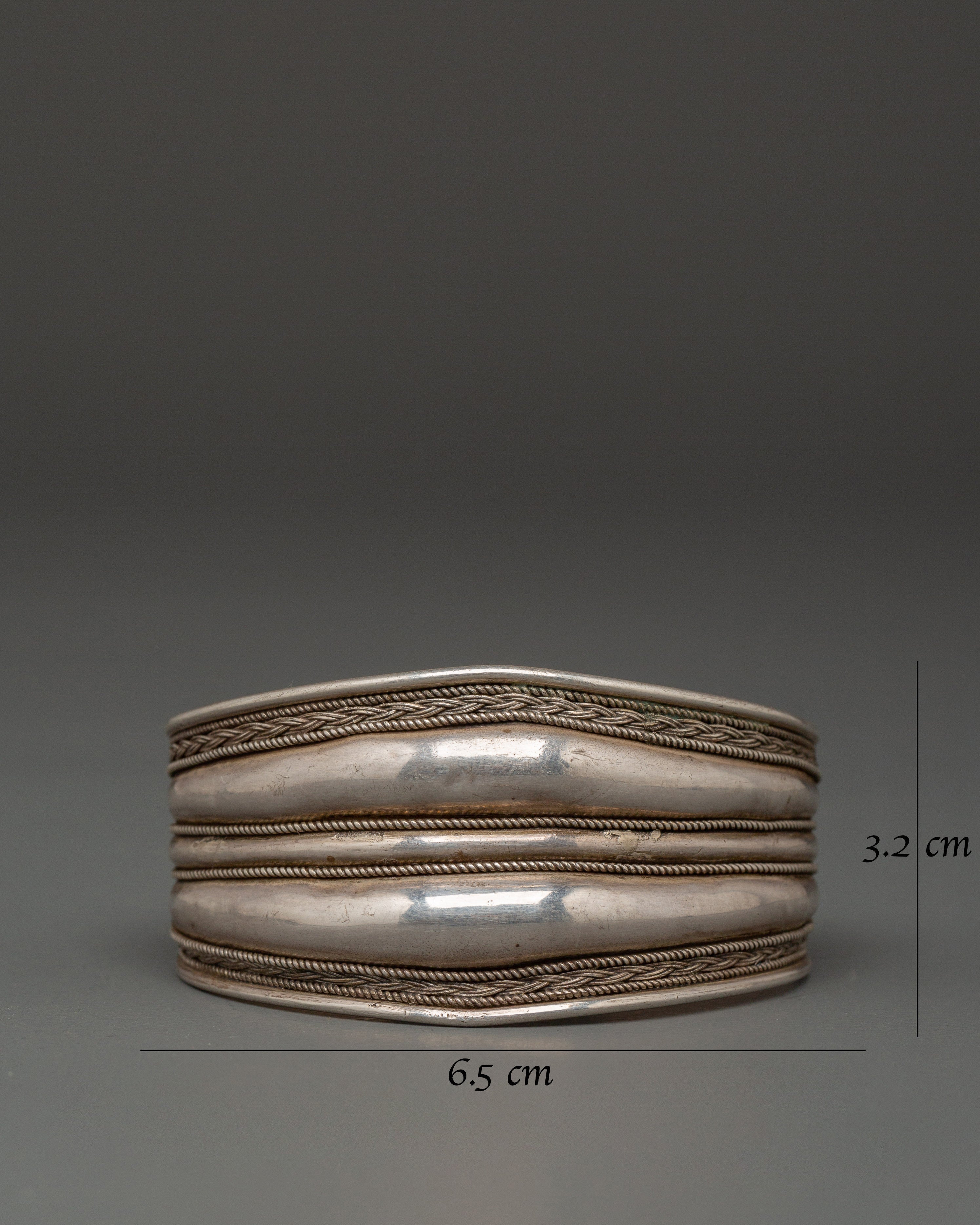 Sterling Silver Tibetan Cuff Bracelet | Handmade Himalayan Jewelry