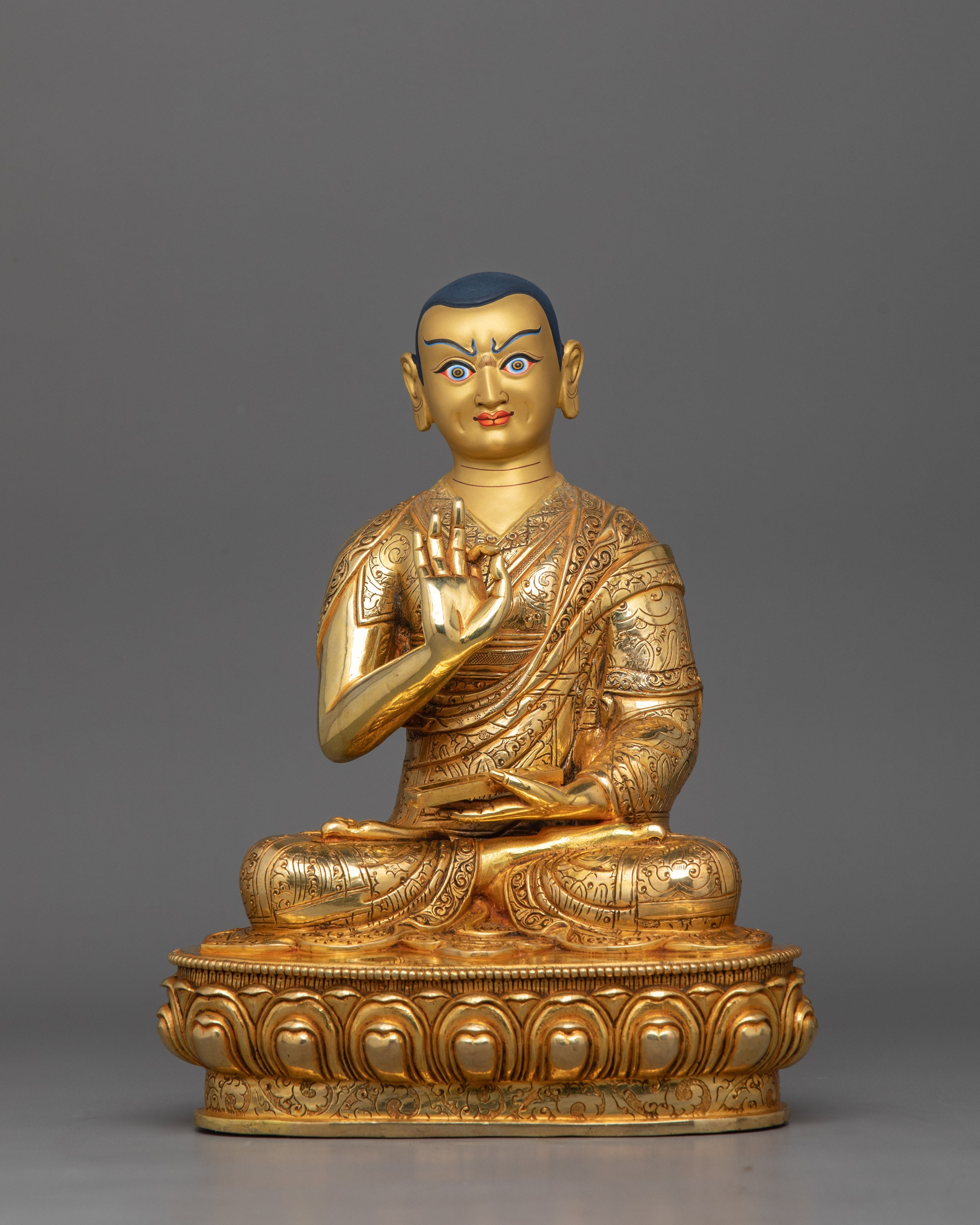 Handmade Tibetan Spiritual Tsongkhapa Set Statue | The Founder of Gelug Tradition