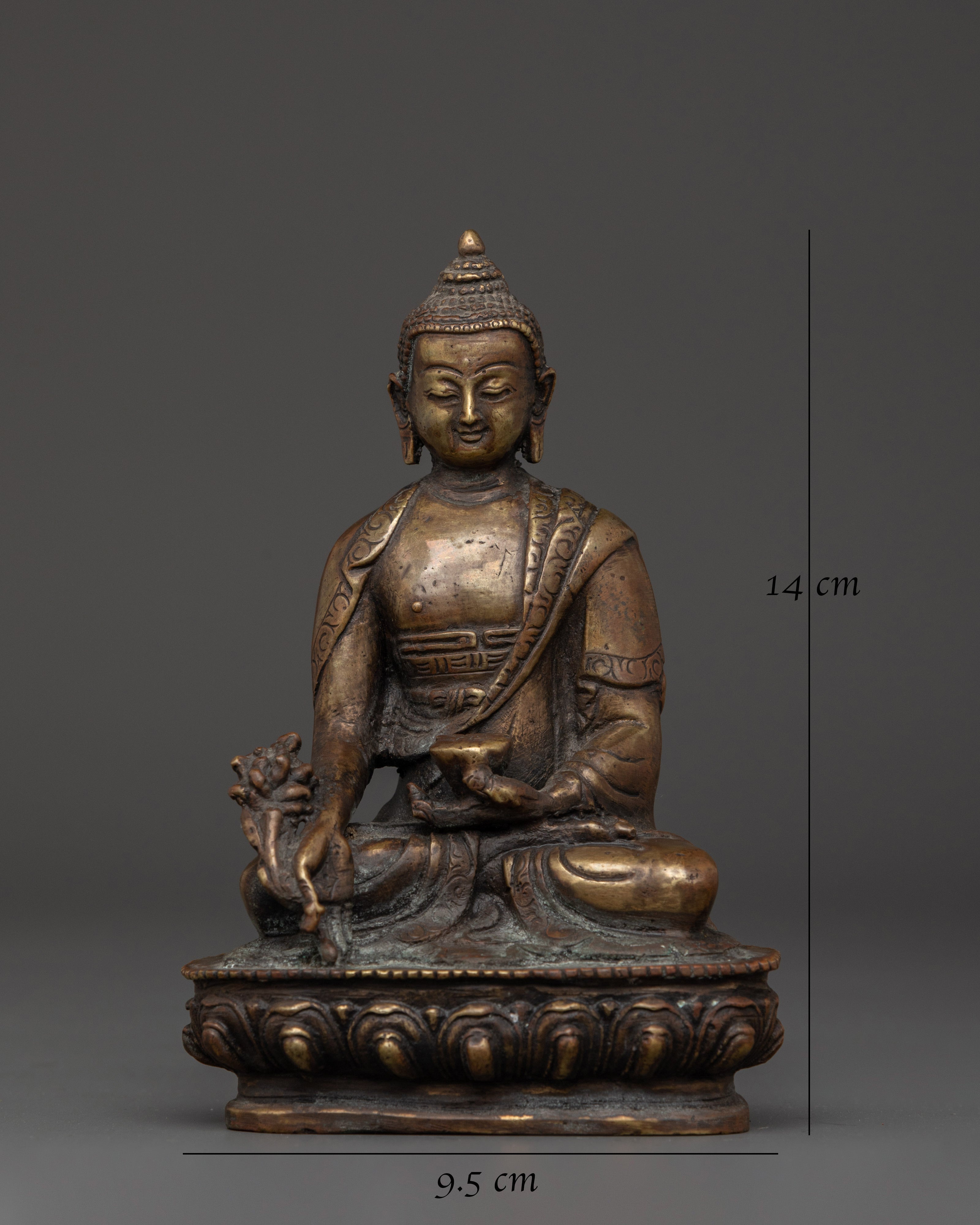 Bhaisajyaguru Brass Statue | Medicine Buddha for Healing Altars
