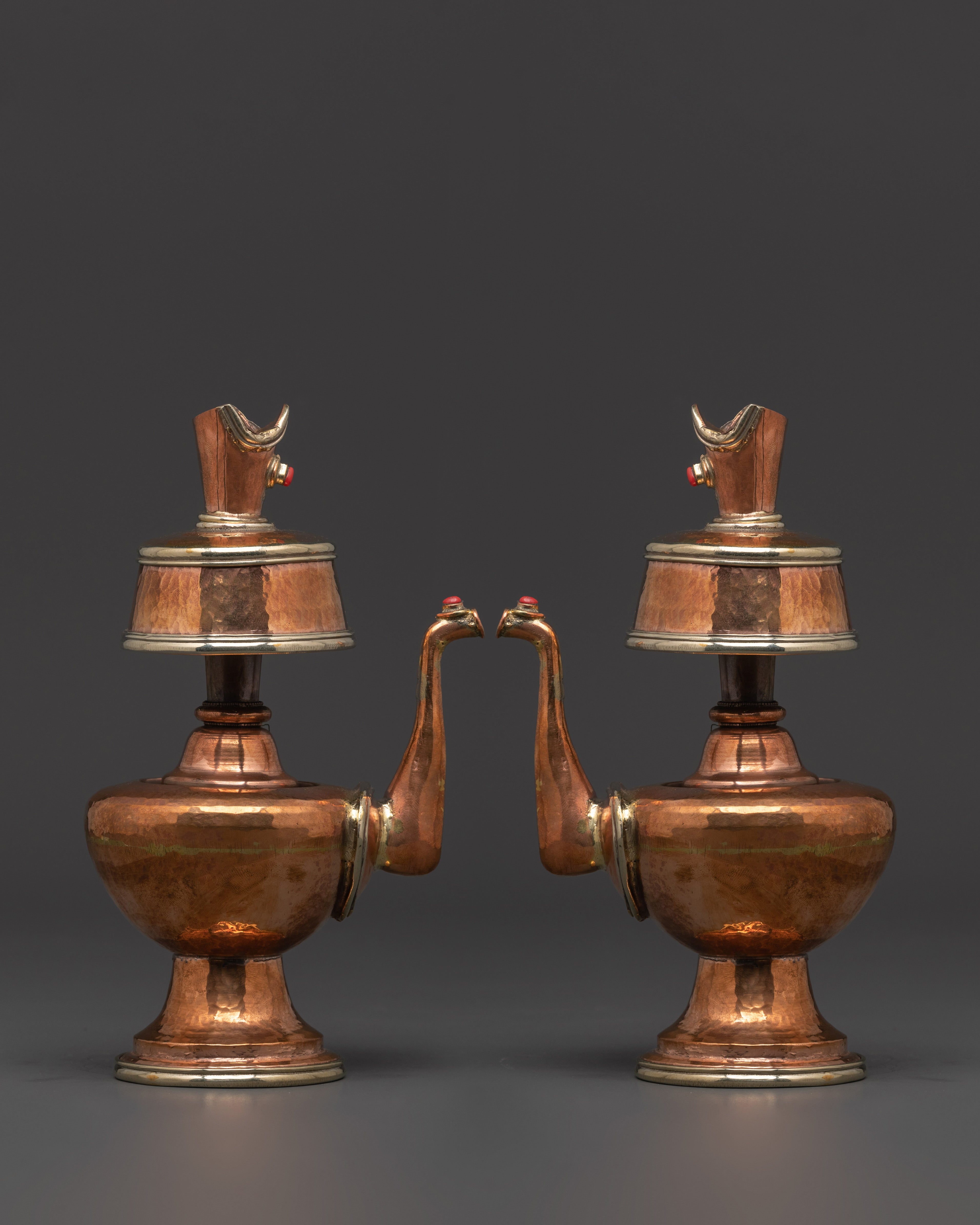 Copper Bumpa Set with Bird-Form Spouts