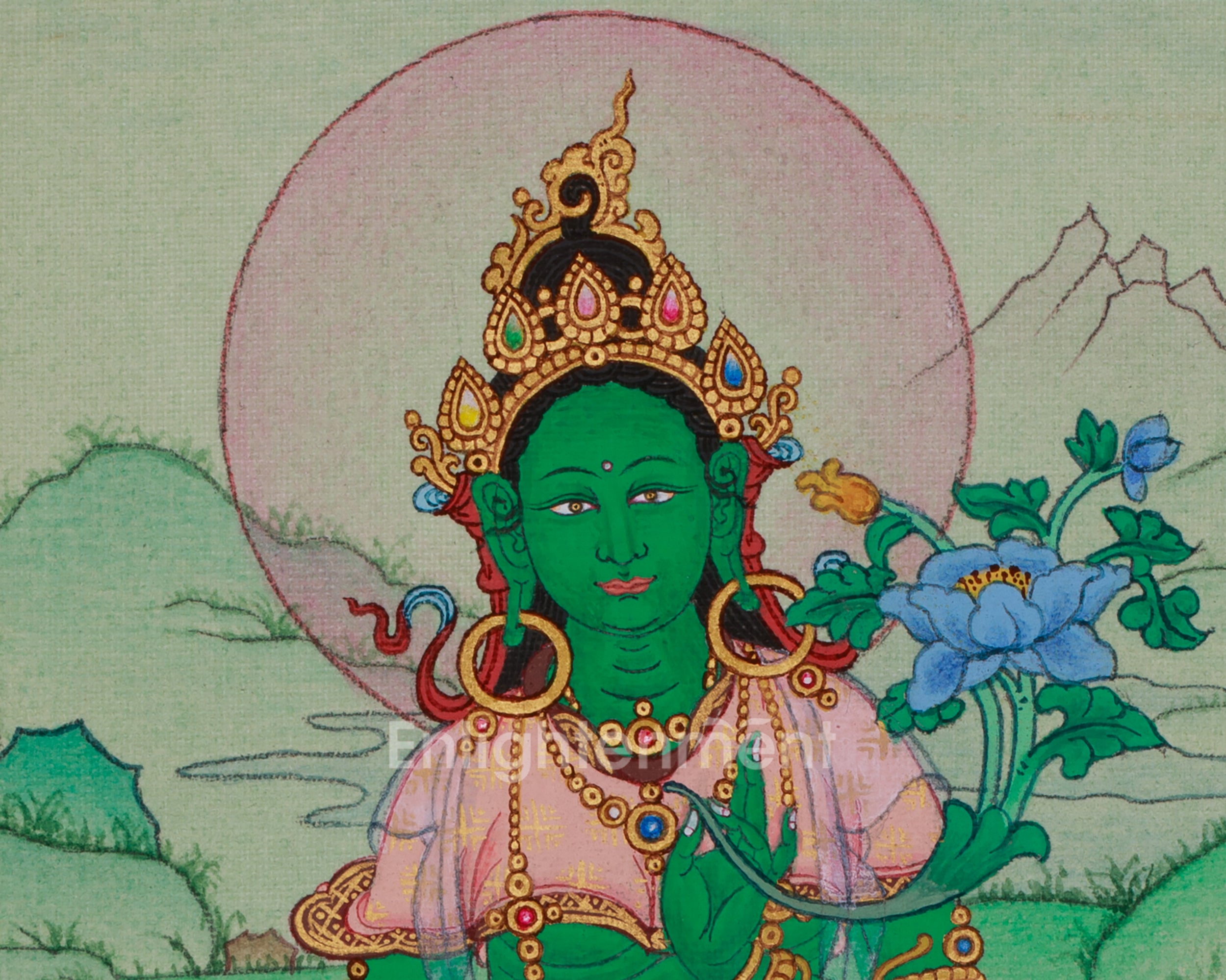 Buddhist Thangka of Green Tara | Compassion, Swift Protection, and Blessings