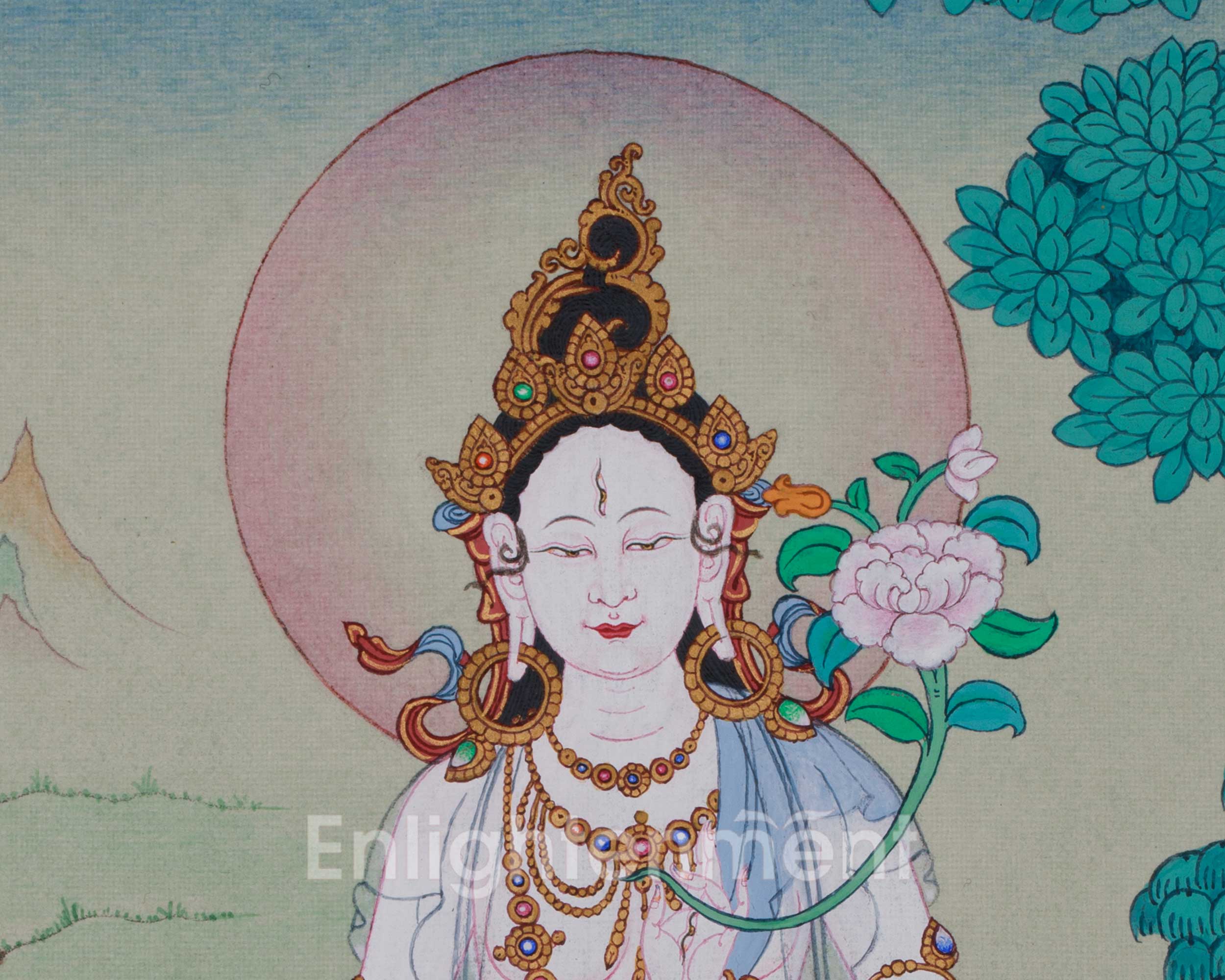 Tibetan White Tara Thangka Painting | Goddess of Compassion and Longevity