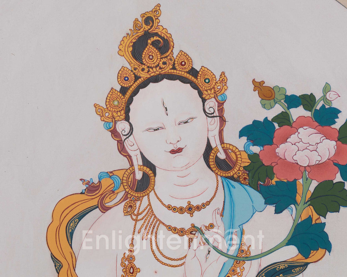 White Tara Compassionate Thangka | Seven-Eyed Deity | Longevity Artwork