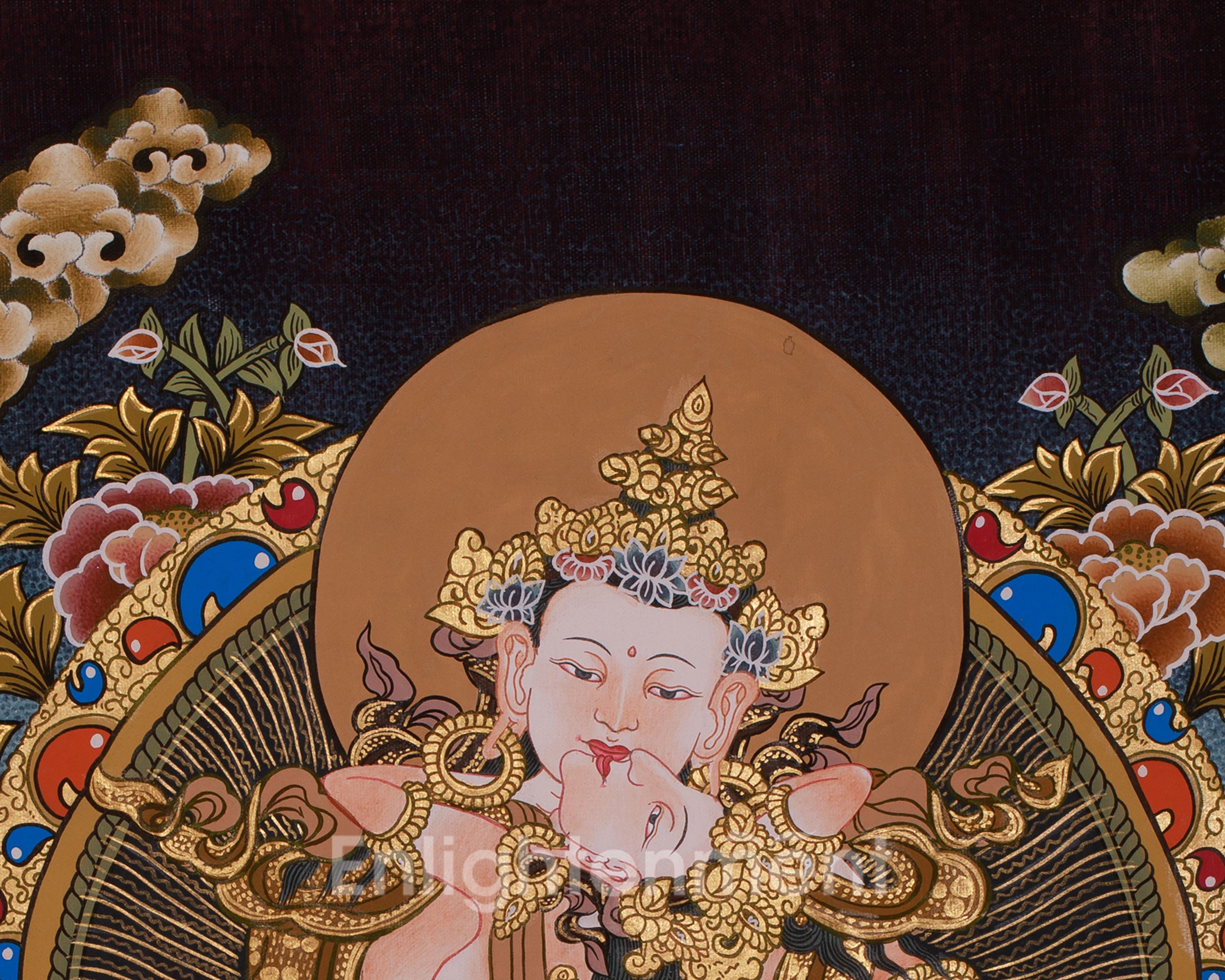 Hand-Painted Heruka Vajrasattva and Consort Thangka | Divine Union of Wisdom and Compassion