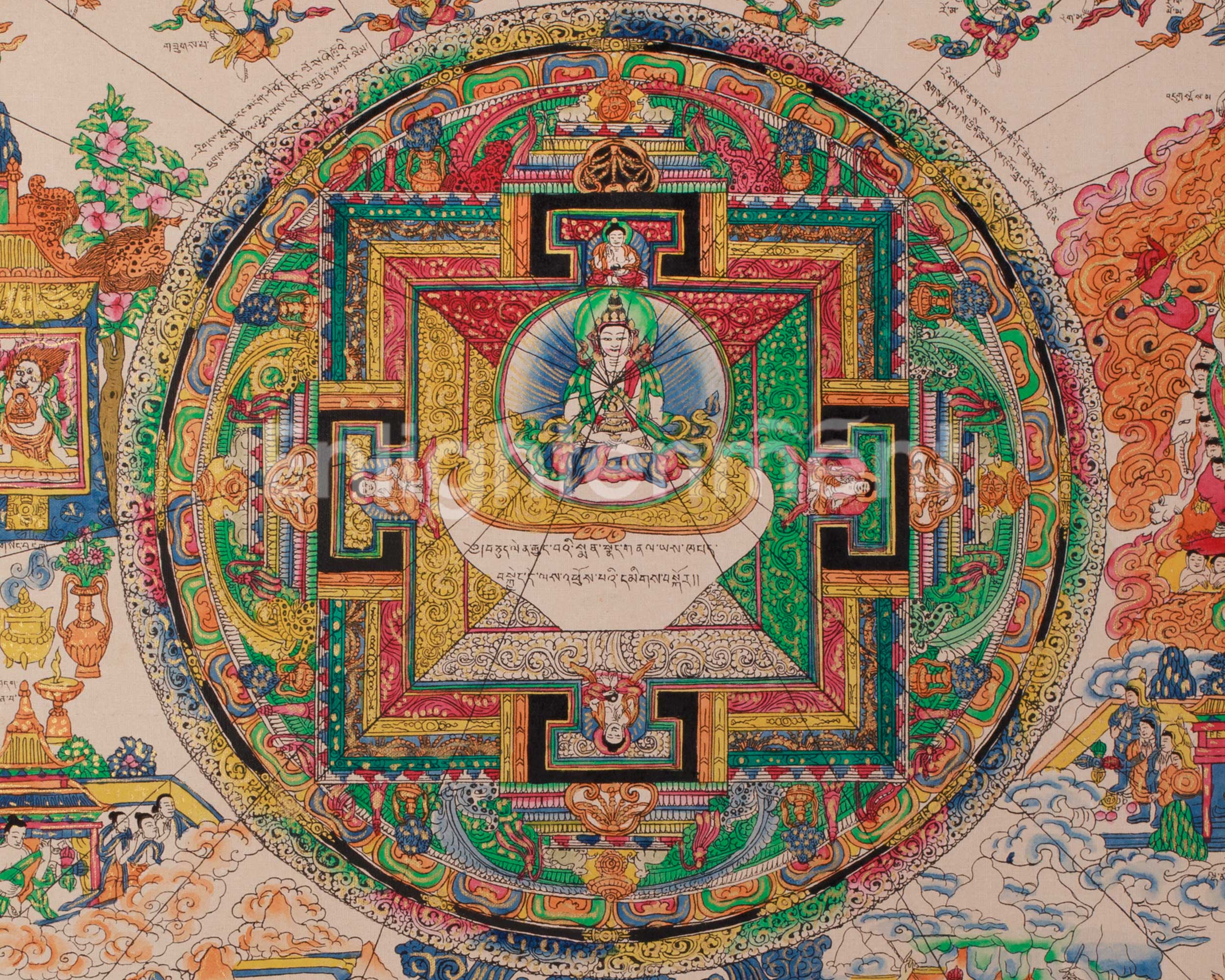 Cosmos of Healing Tibetan Thangka | Meditation and Devotional Artwork