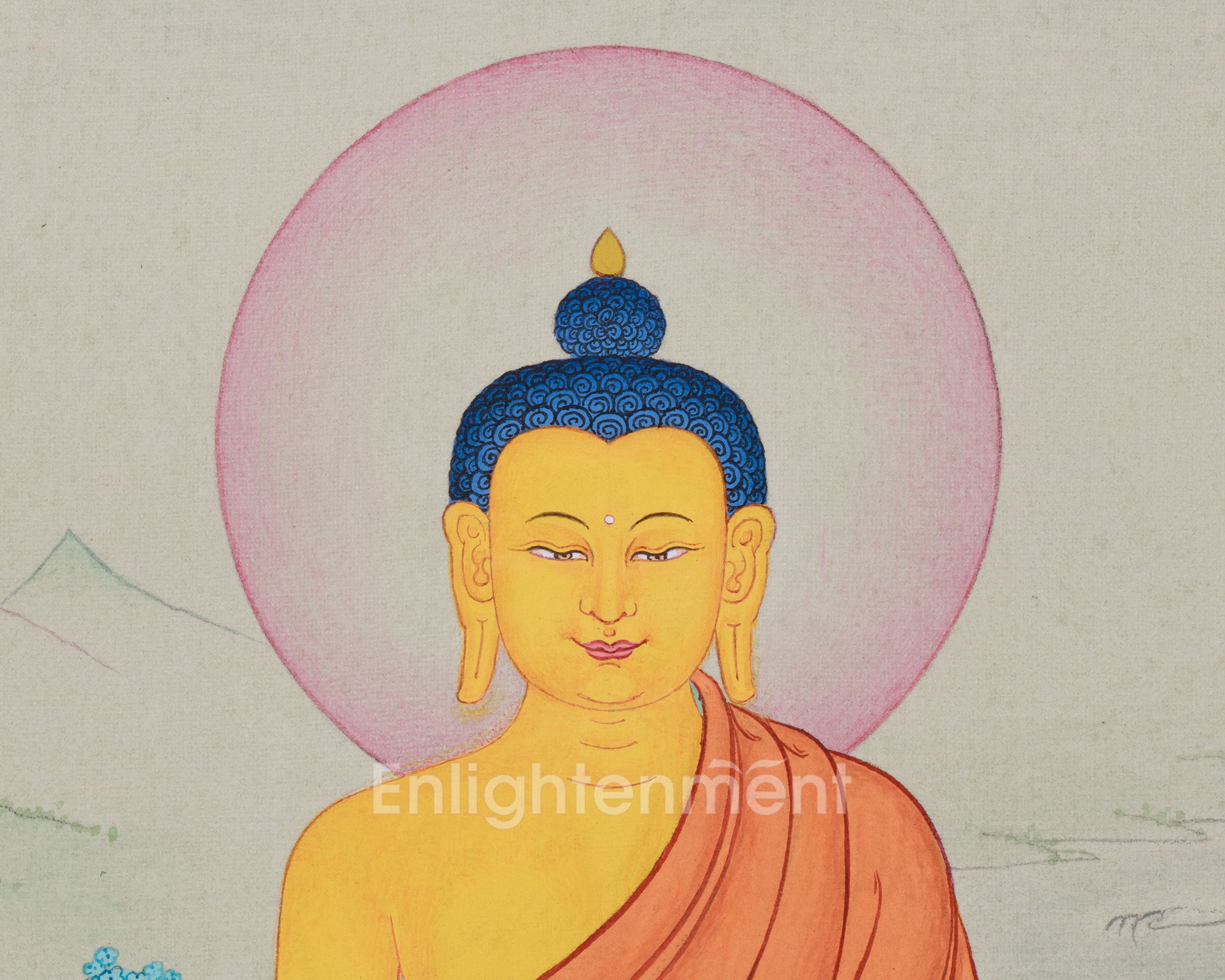 Buddha Shakyamuni Mini Thangka | Enlightenment & Peaceful Energy Art