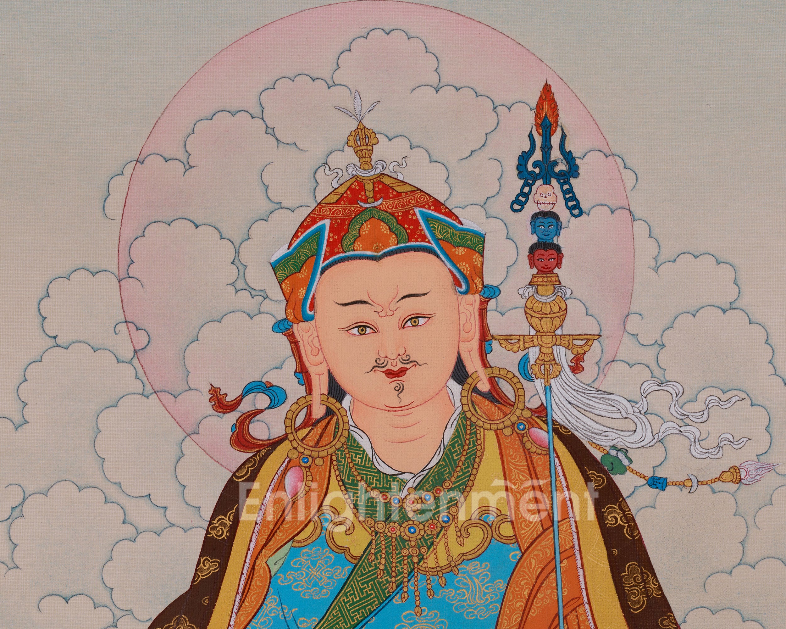 Lotus-Born Guru Rinpoche Art | Tibetan Himalayan Thangka | Spiritual Altar