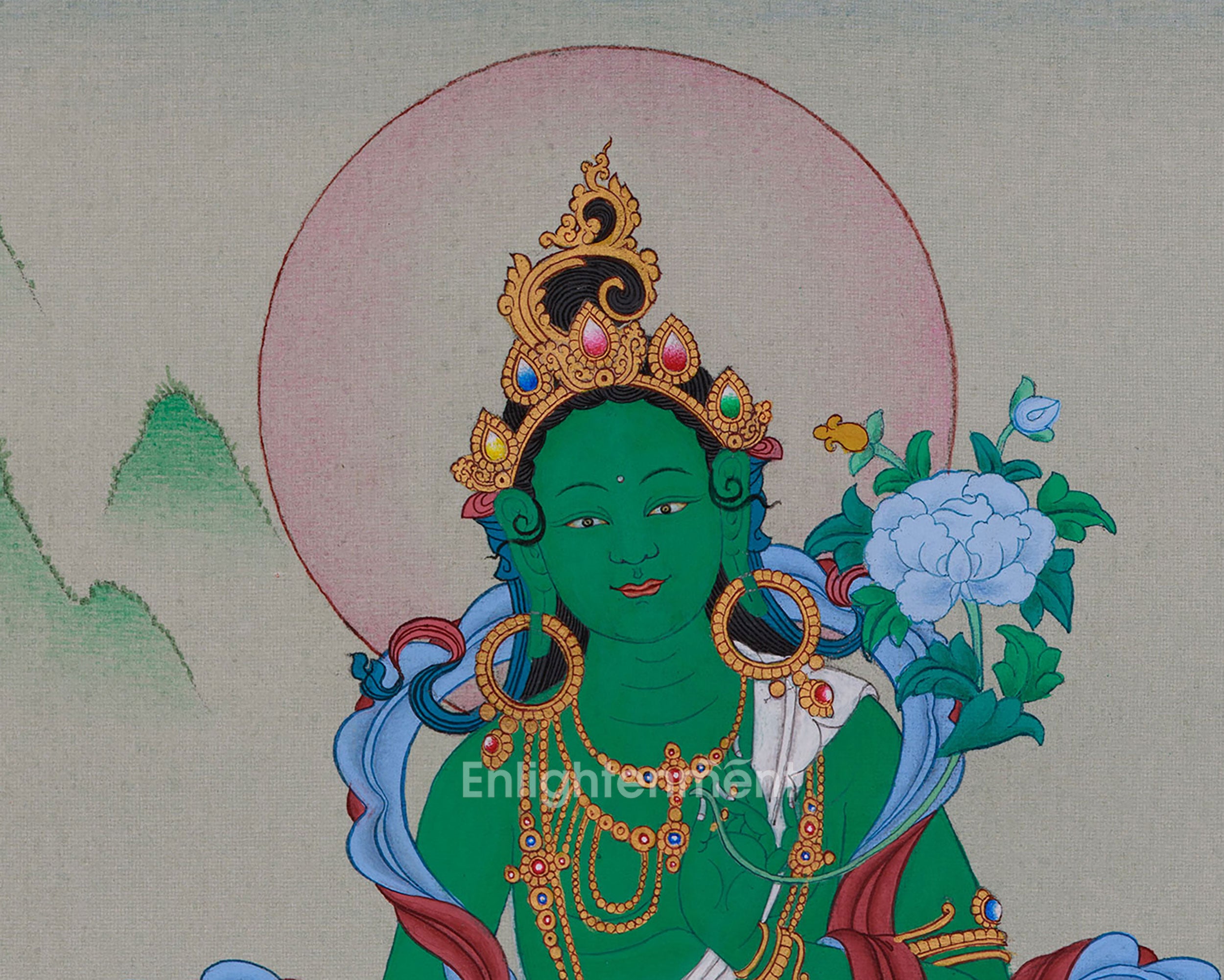 Hand-Painted Tibetan Arya Tara | Embodiment of Compassion and Swift Protection