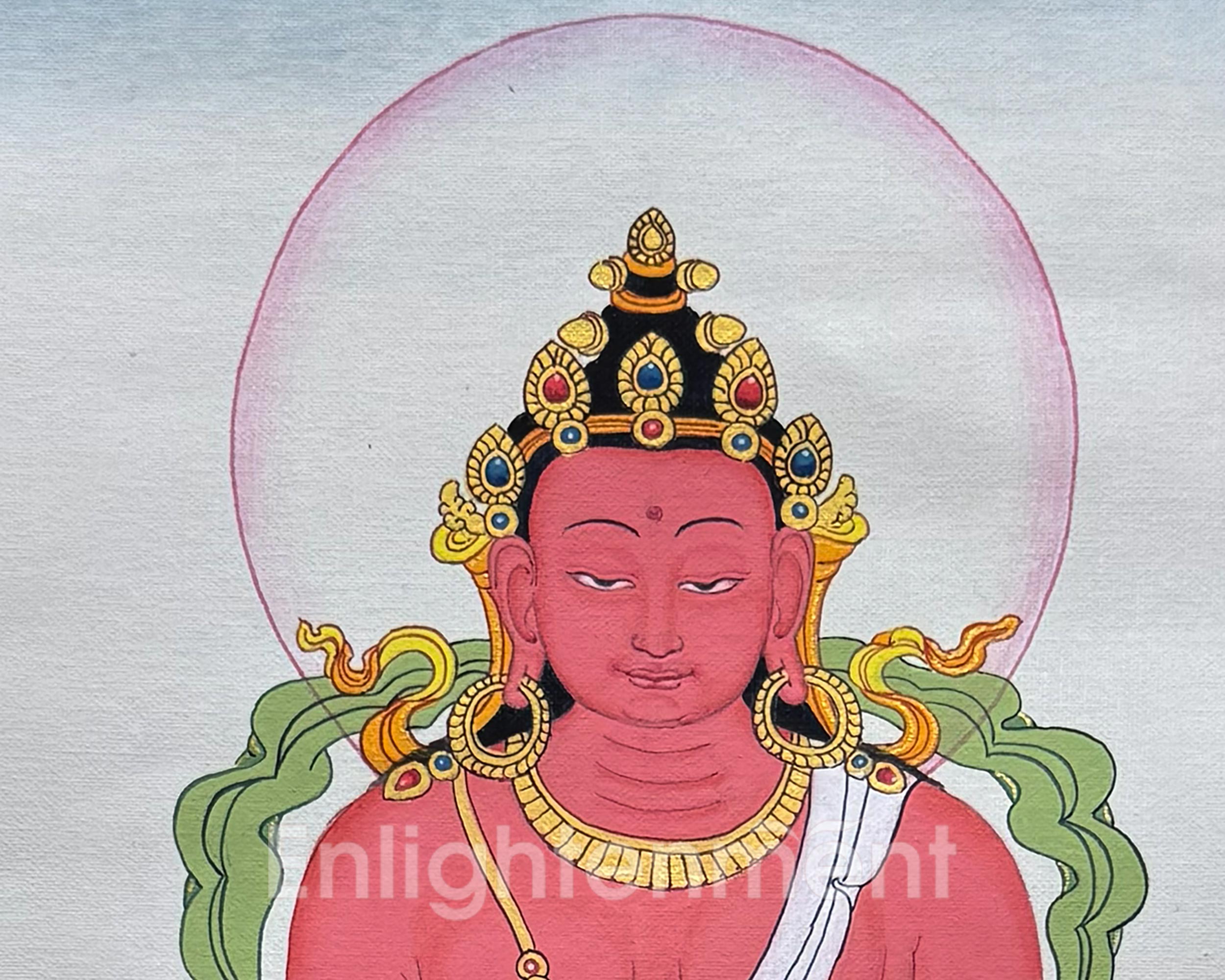 Amitayus Buddha Thangka With Brocade | Symbol of Infinite Life