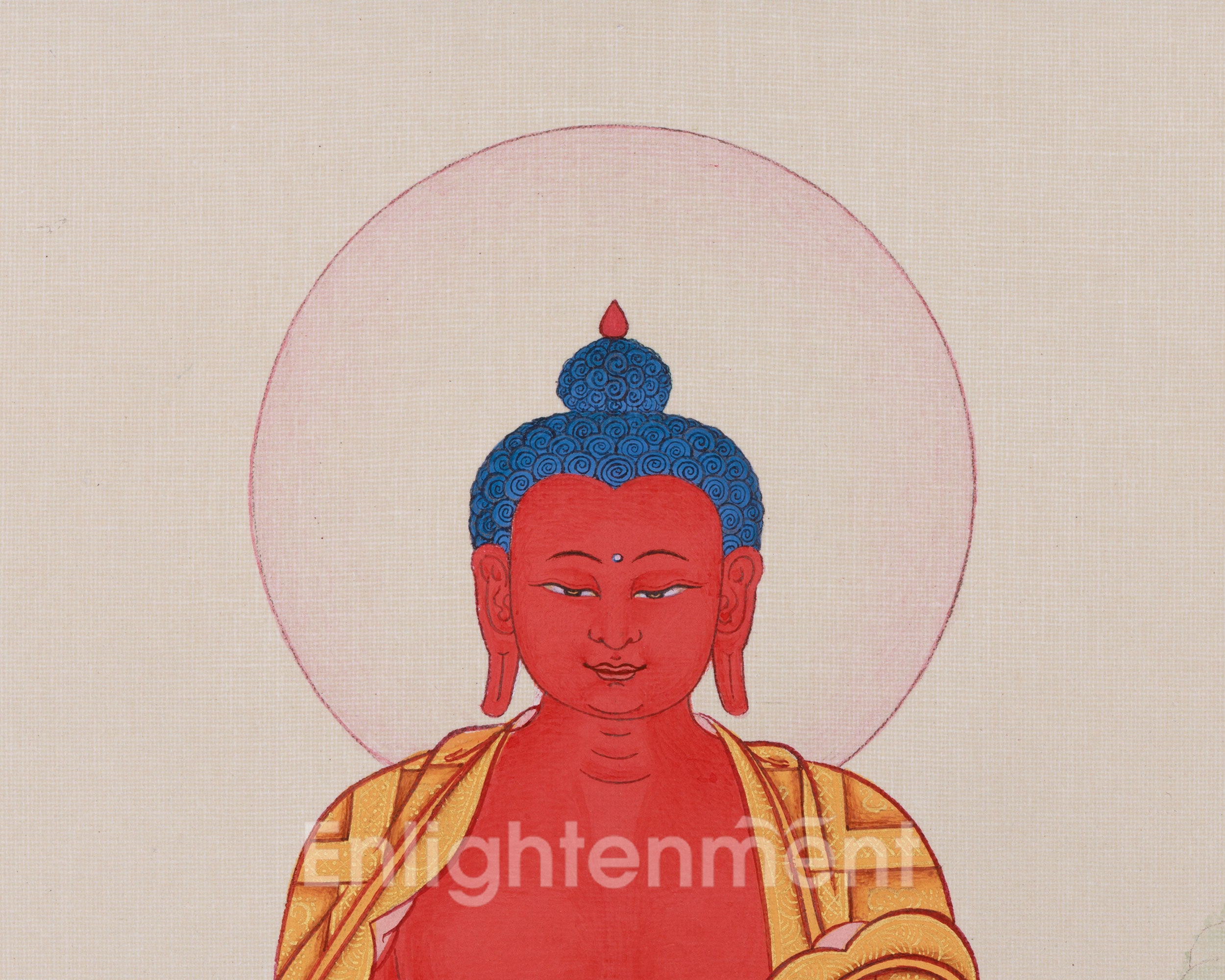 Radiant Infinite Light Buddha | Compact Red Buddha Amitabha Thangka