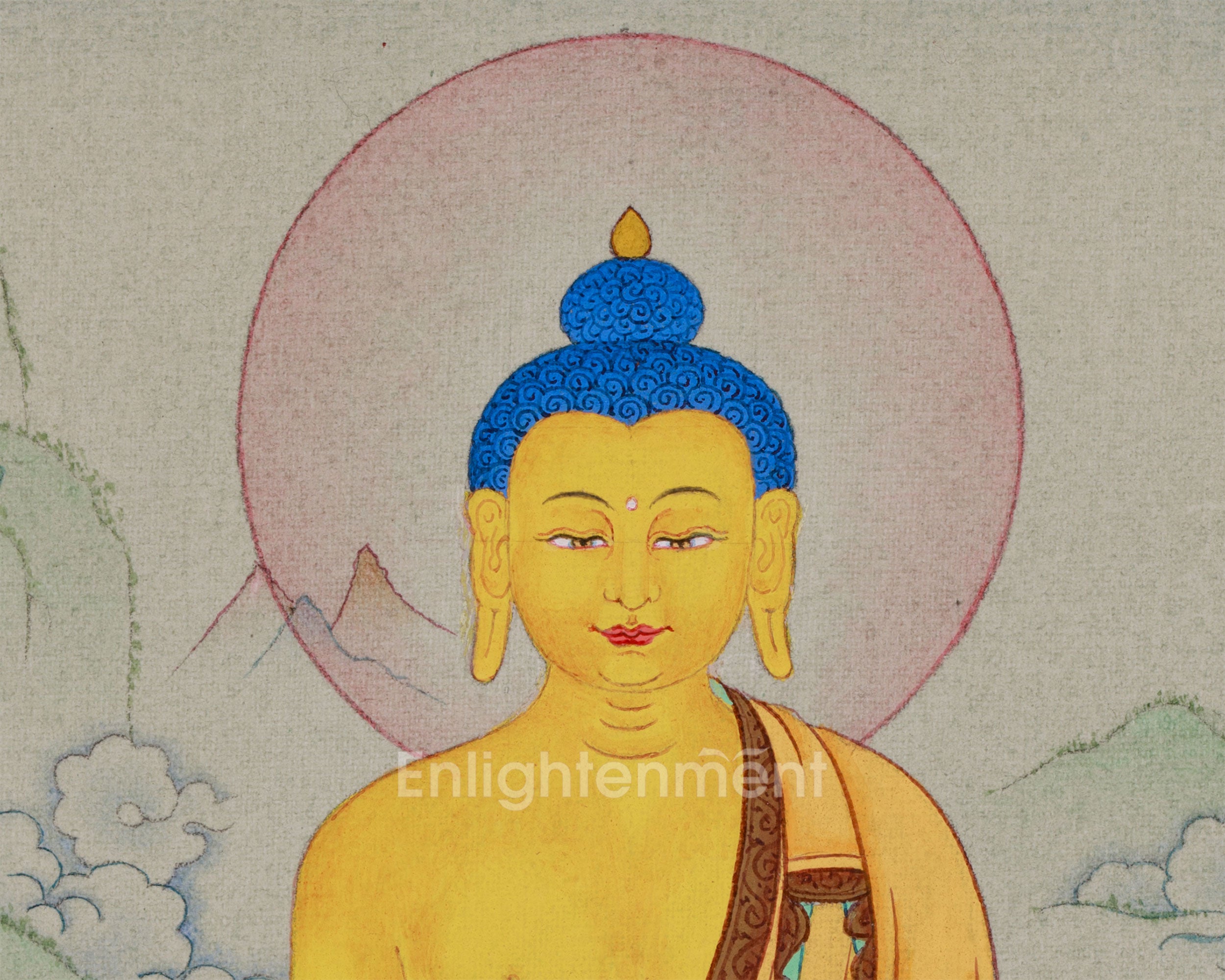 Mini Shakyamuni Buddha Thangka | Hand-Painted Tibetan Artwork