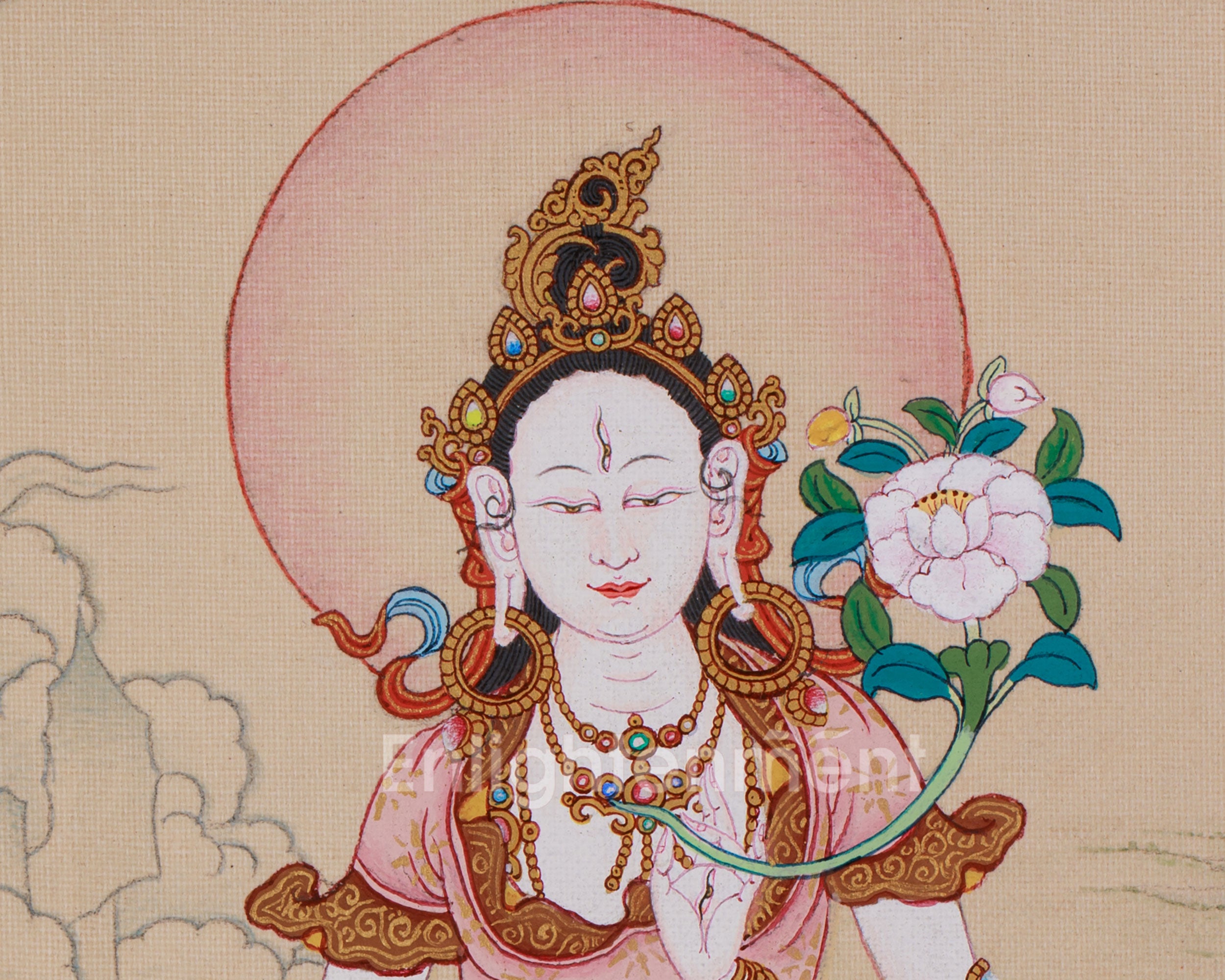 Hand Painted White Tara Art | Healing and Longevity Deity | Sita Tara
