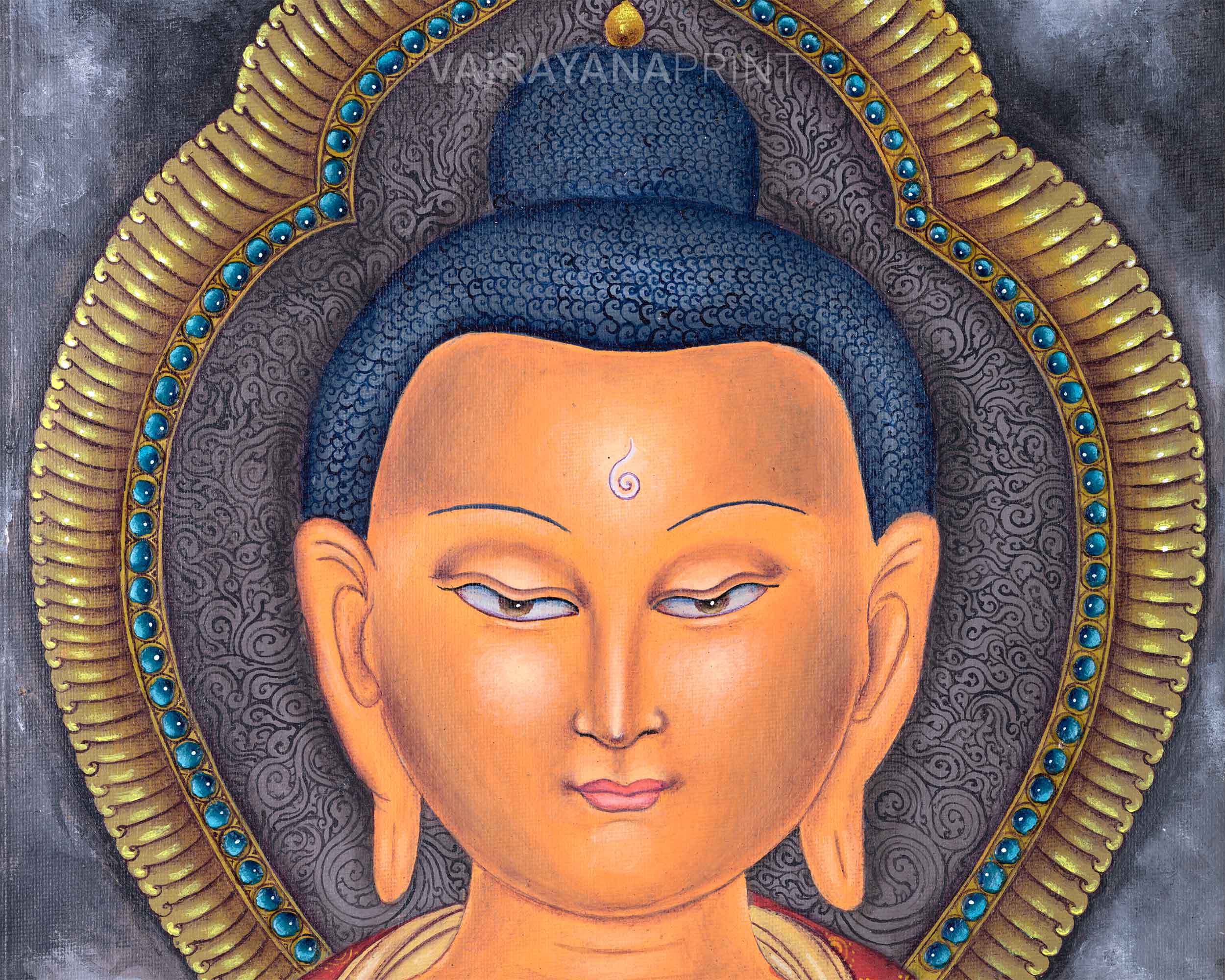 Large Buddha Wall Art Print | Historical Shakyamuni Buddha Paubha Painting Print