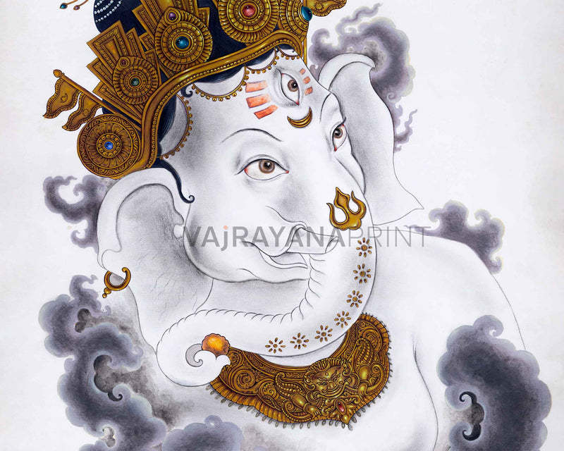 Newari Paubha Print To Practice Ganesh Mantra | Highly-Revered Hindu Deity Art Print For Rituals