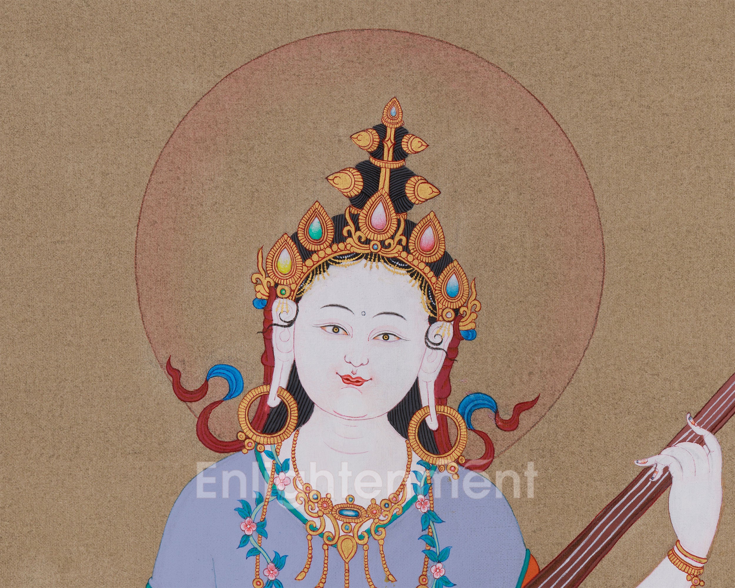 Hindu Goddess Saraswati Thangka | Wisdom & Knowledge Blessing