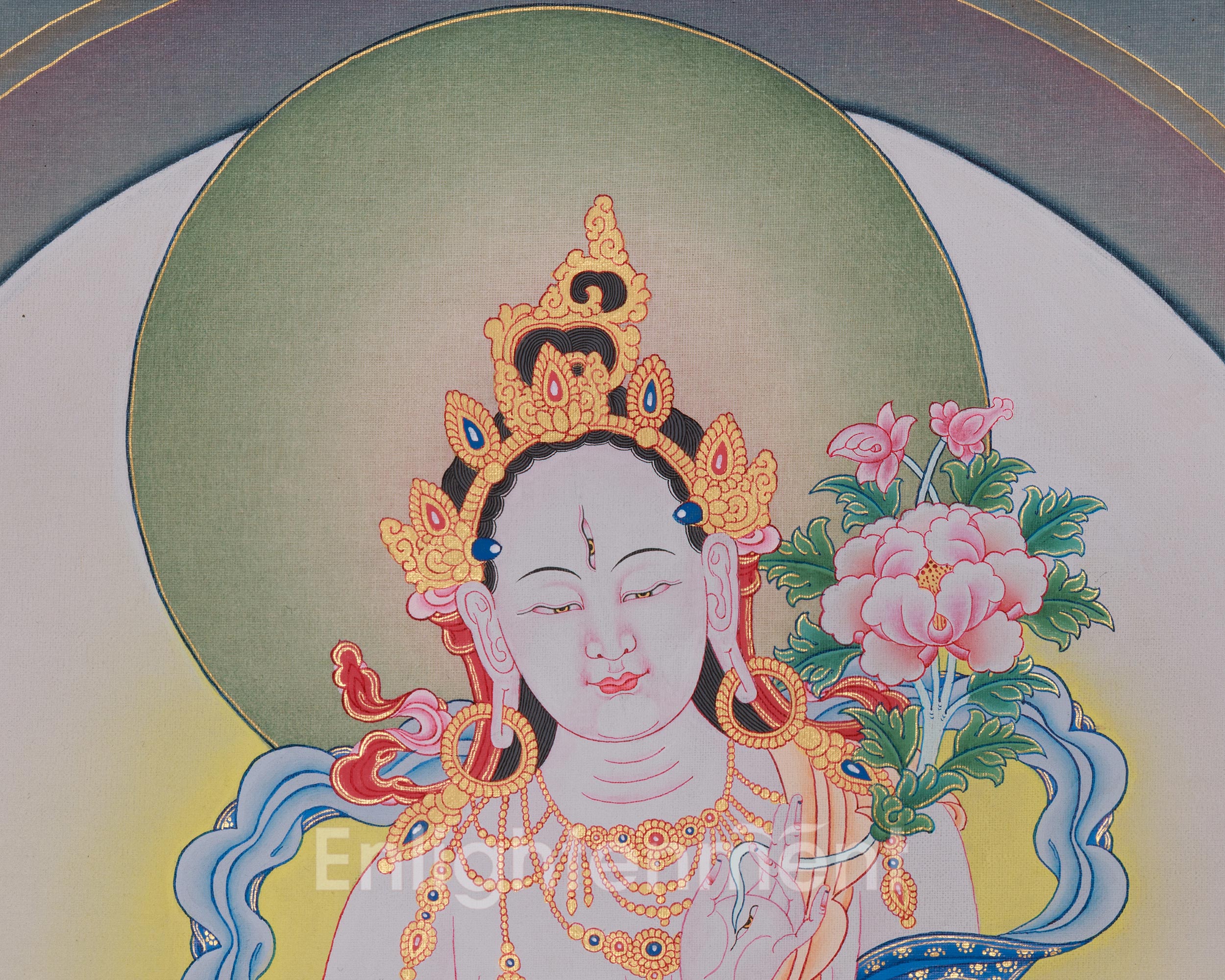 Sacred White Tara Artwork | Healing and Longevity Deity | Female Buddha