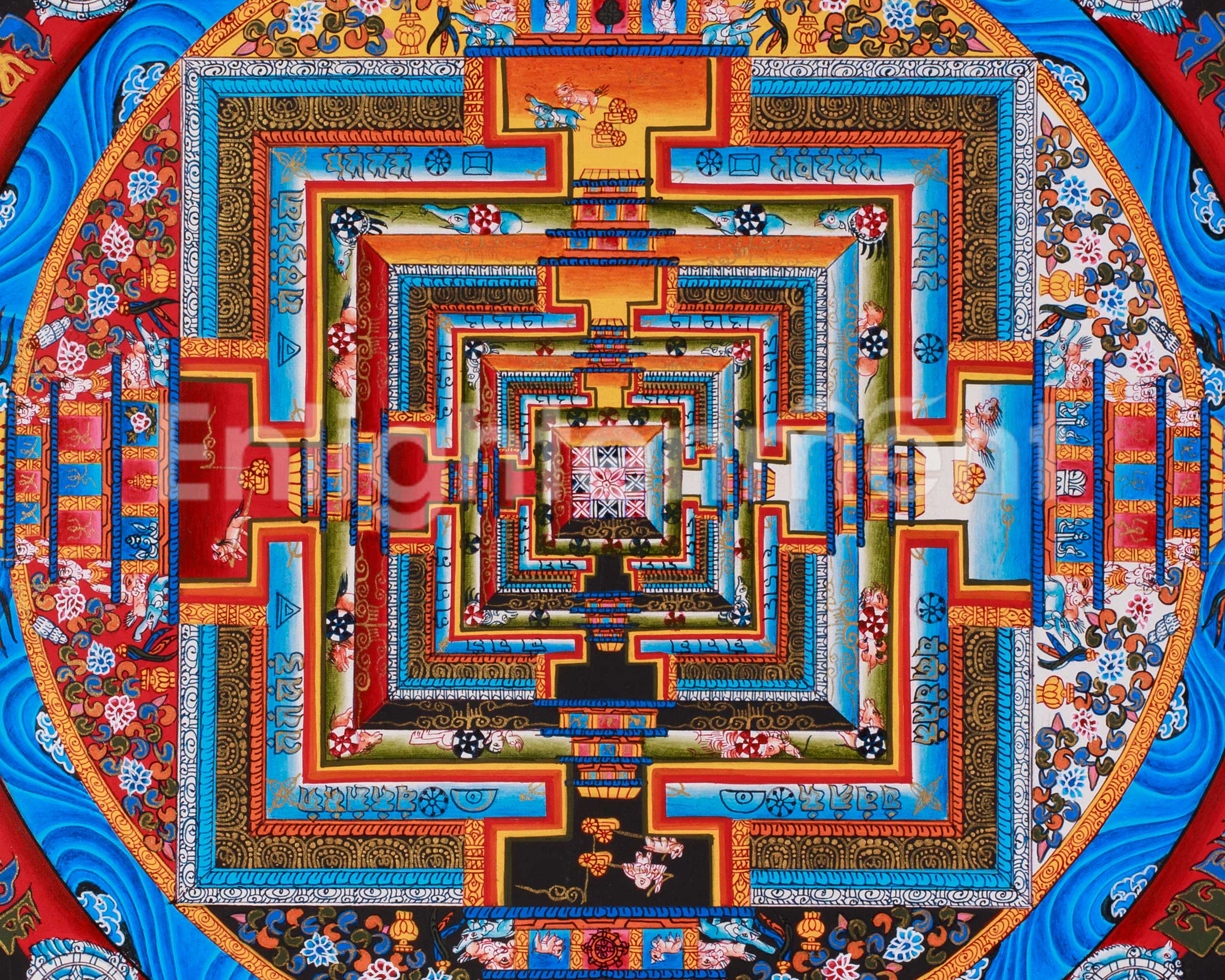 Divine Kalachakra Mandala Art | Sacred Tibetan Buddhist Painting of Cosmic Wisdom