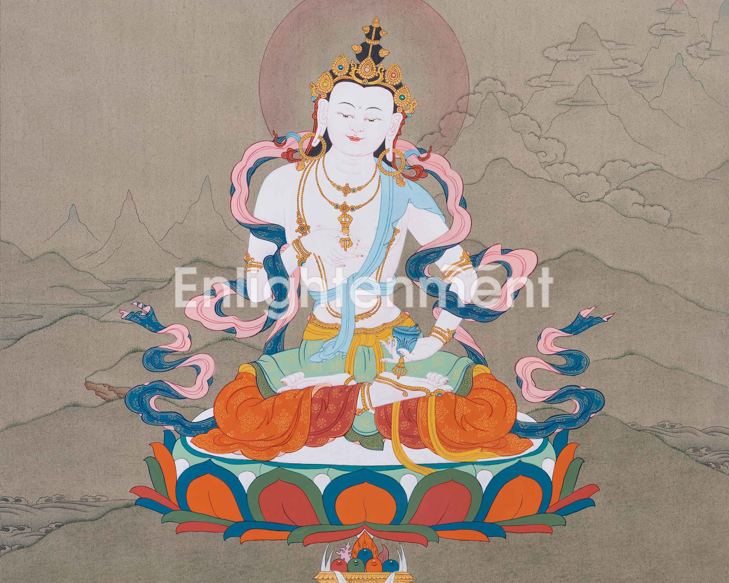 Traditional Vajrasattva Thangka Art | Bodhisattva for Purification And Spiritual renewal