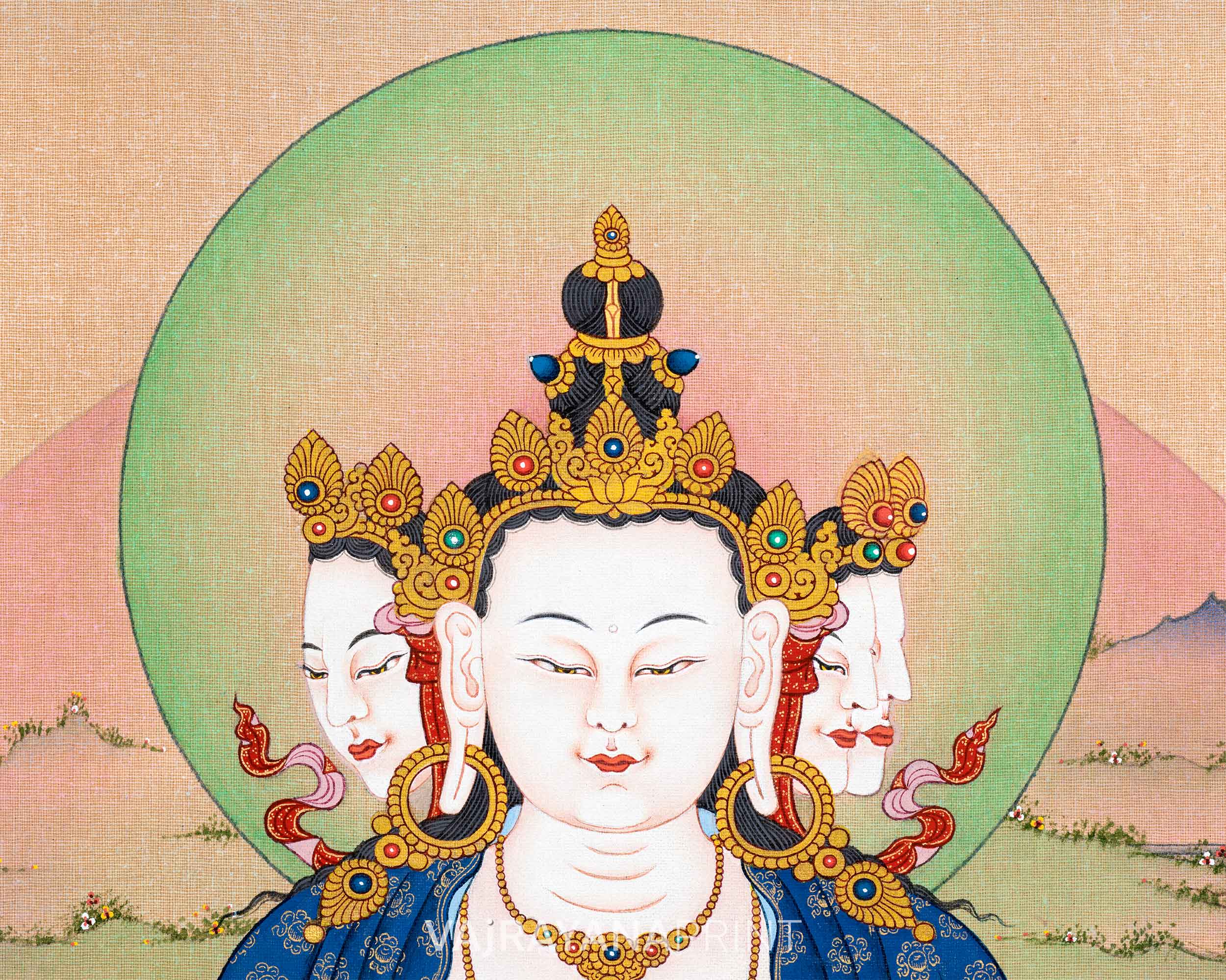 Thangka Artistry of Vairocana Buddha | Thangka Print of Universal Harmony