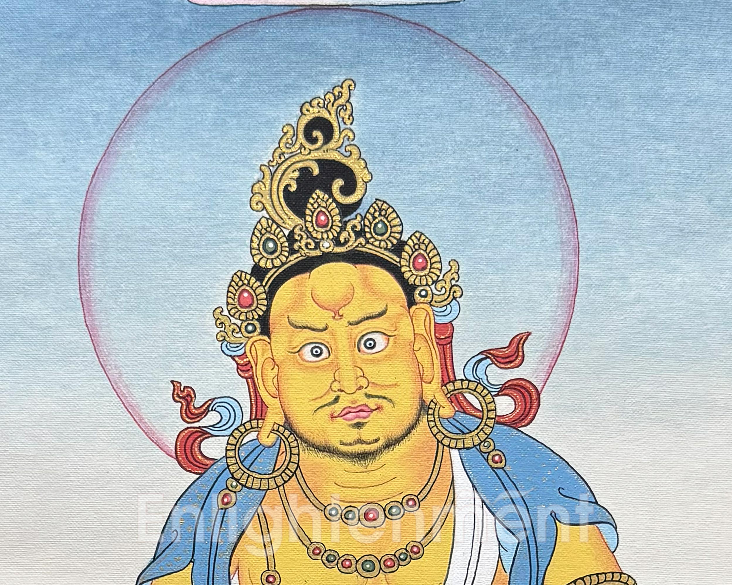 Dzambhala Thangka With Brocade | Symbol of Prosperity and Abundance