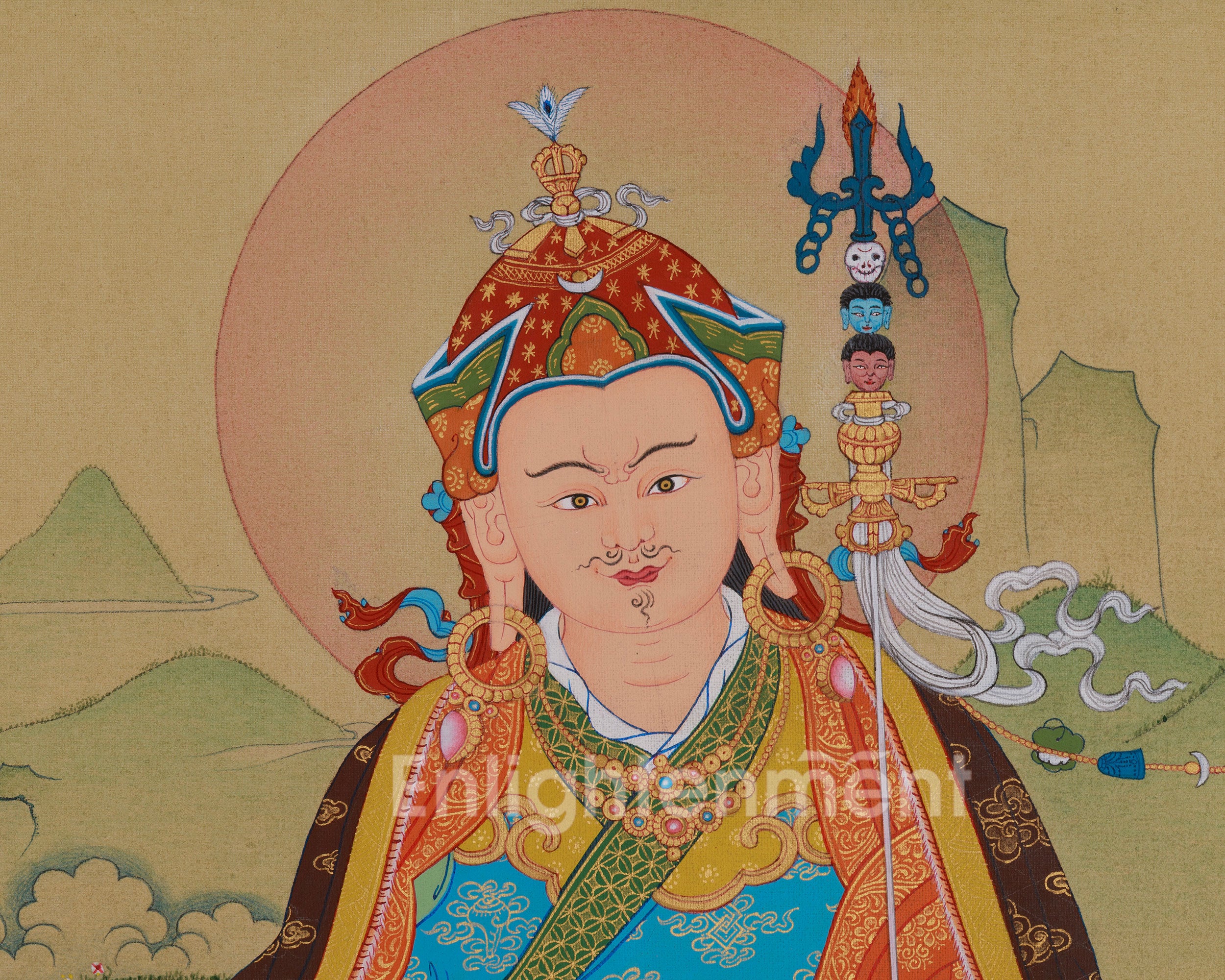 Guru Rinpoche Wisdom Thangka | Spiritual Master of Vajrayana Art