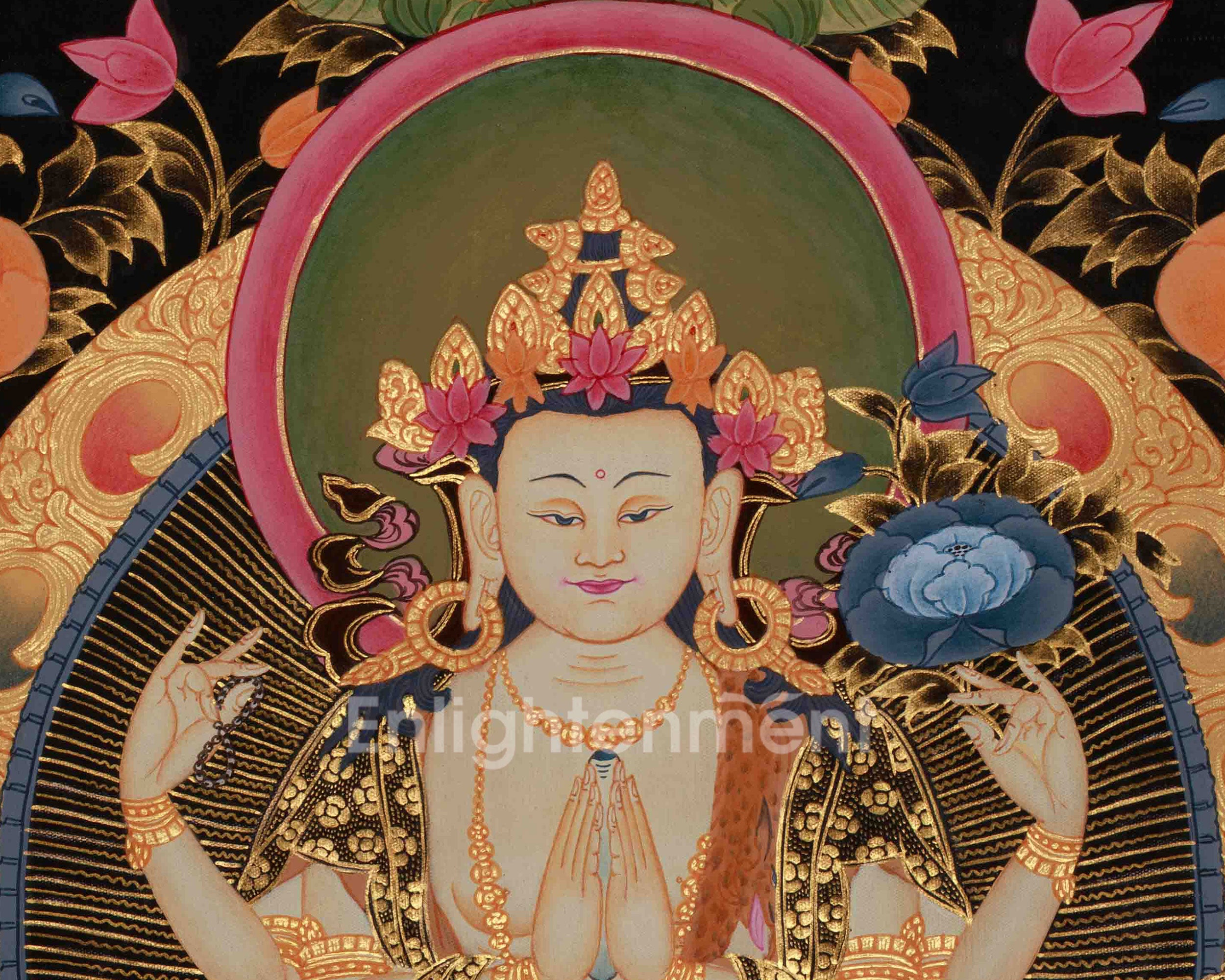 Chenrezig Spiritual Thangka | Avalokiteshvara Compassion Art