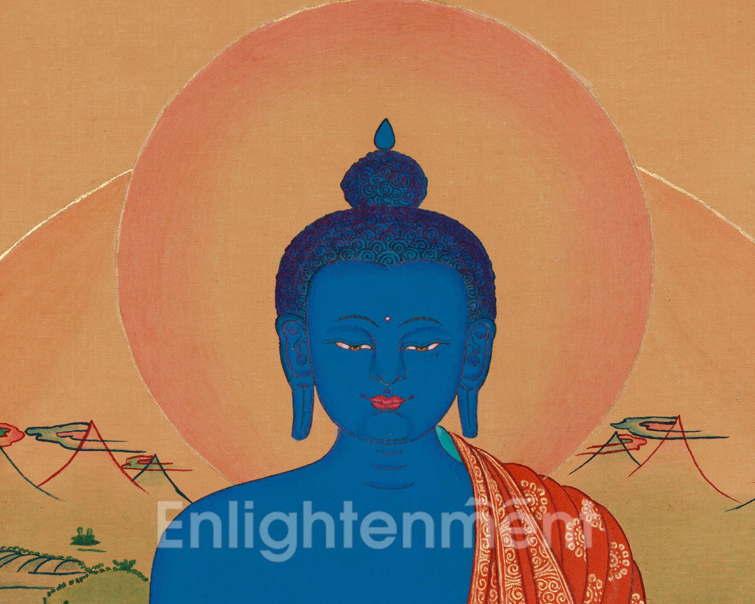 Bhaisajyaguru Tibetan Thangka | Medicine Buddha Art | Healing Deity