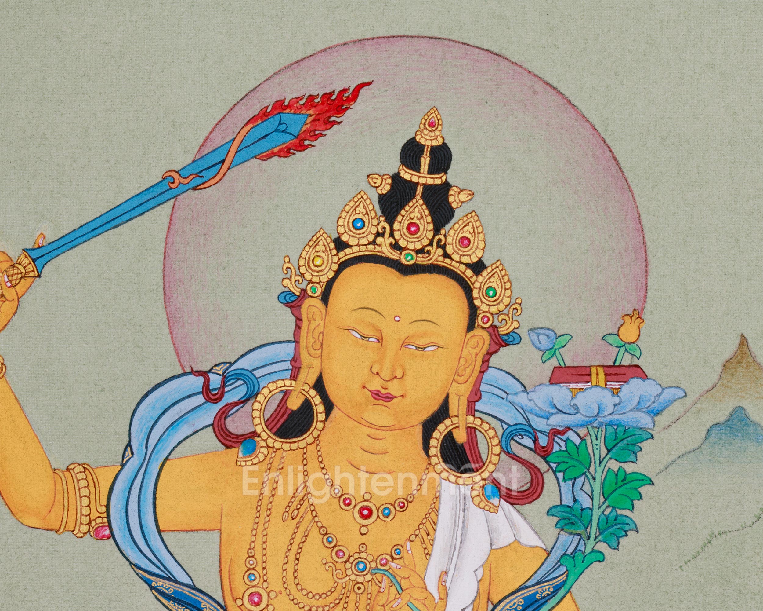 Manjushri, Wisdom Bodhisattva Thangka | Knowledge Deity
