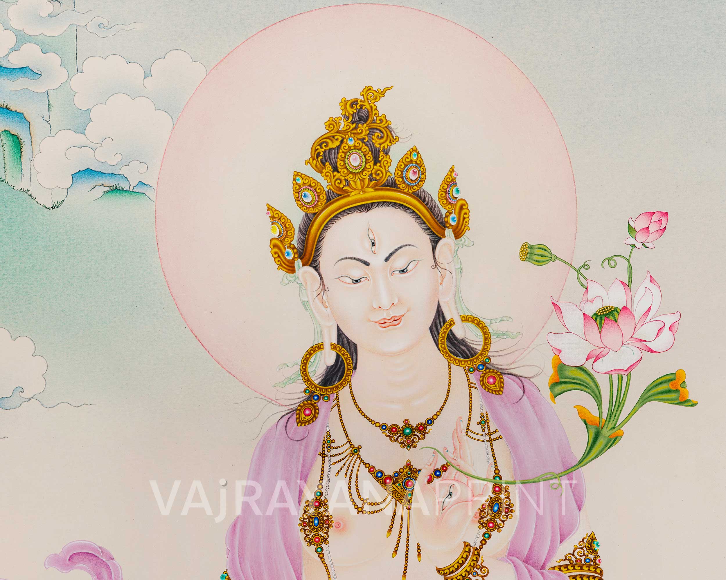 White Tara Digital Print | Mother Deity | LongLife Bodhisattva Thangka Print