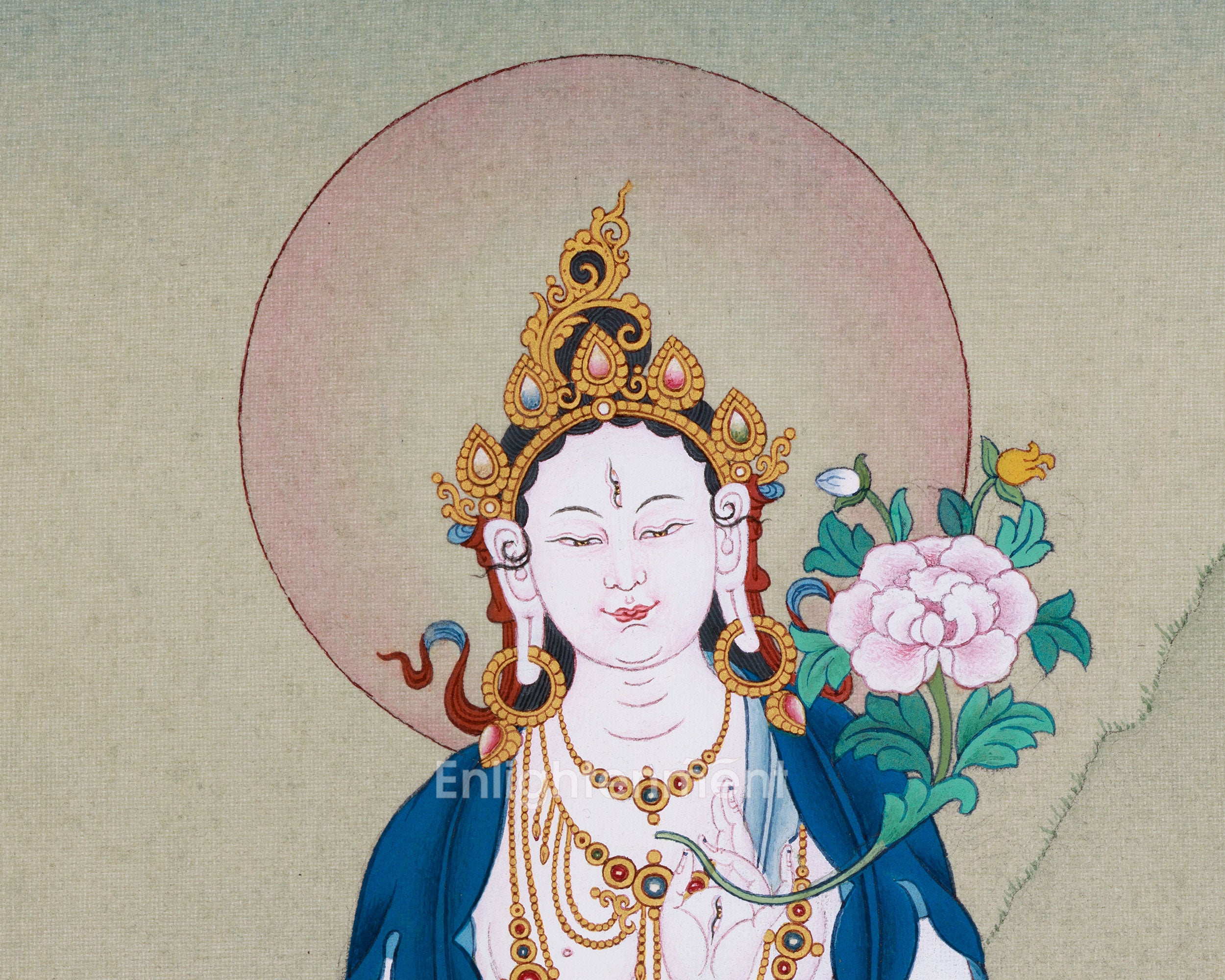 Magnificent Seven-Eyed White Tara Thangka | Vision of Compassion and Enlightenment
