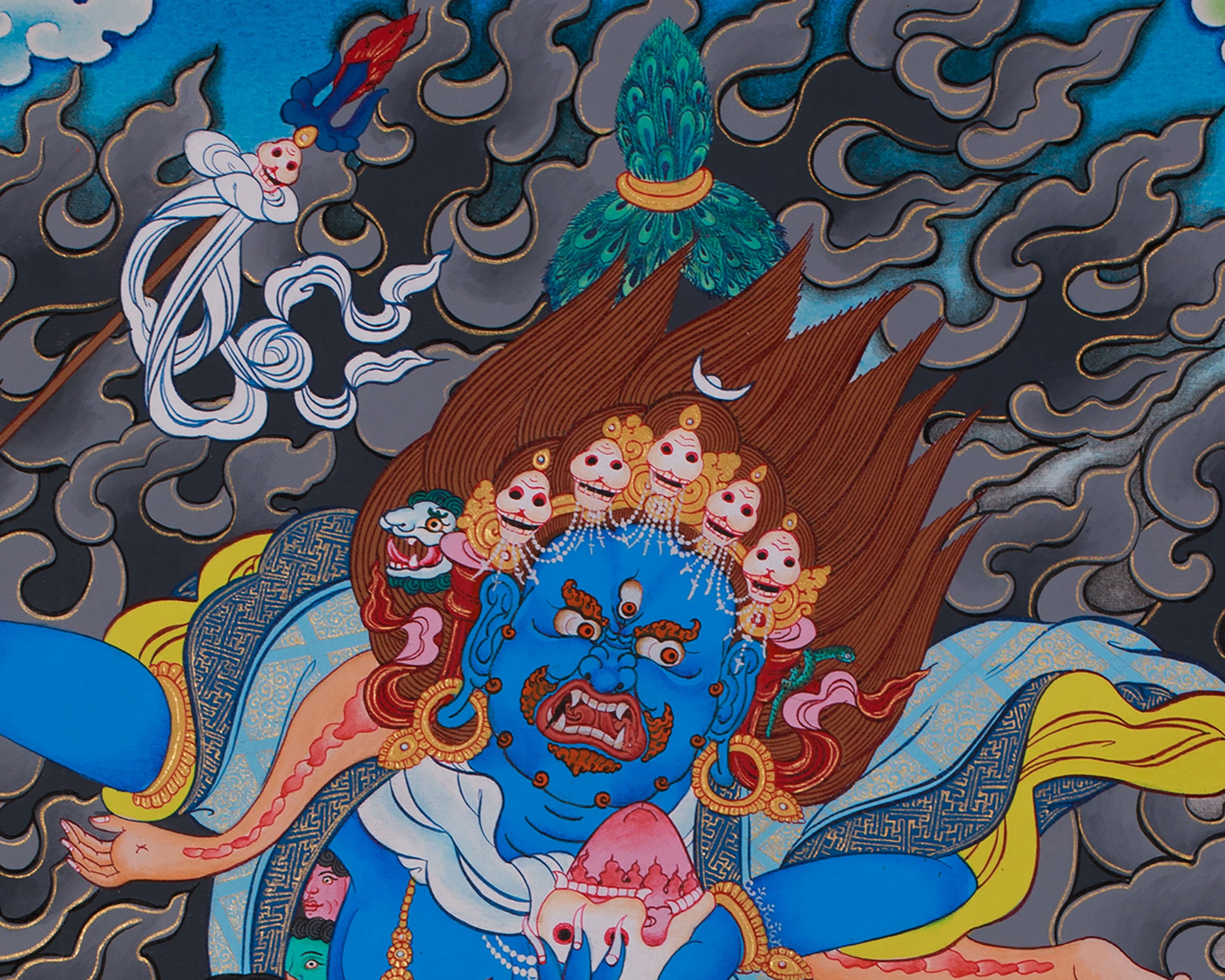 Hand-Painted Goddess Palden Lhamo Thangka | Wrathful Dharma Protector Deity
