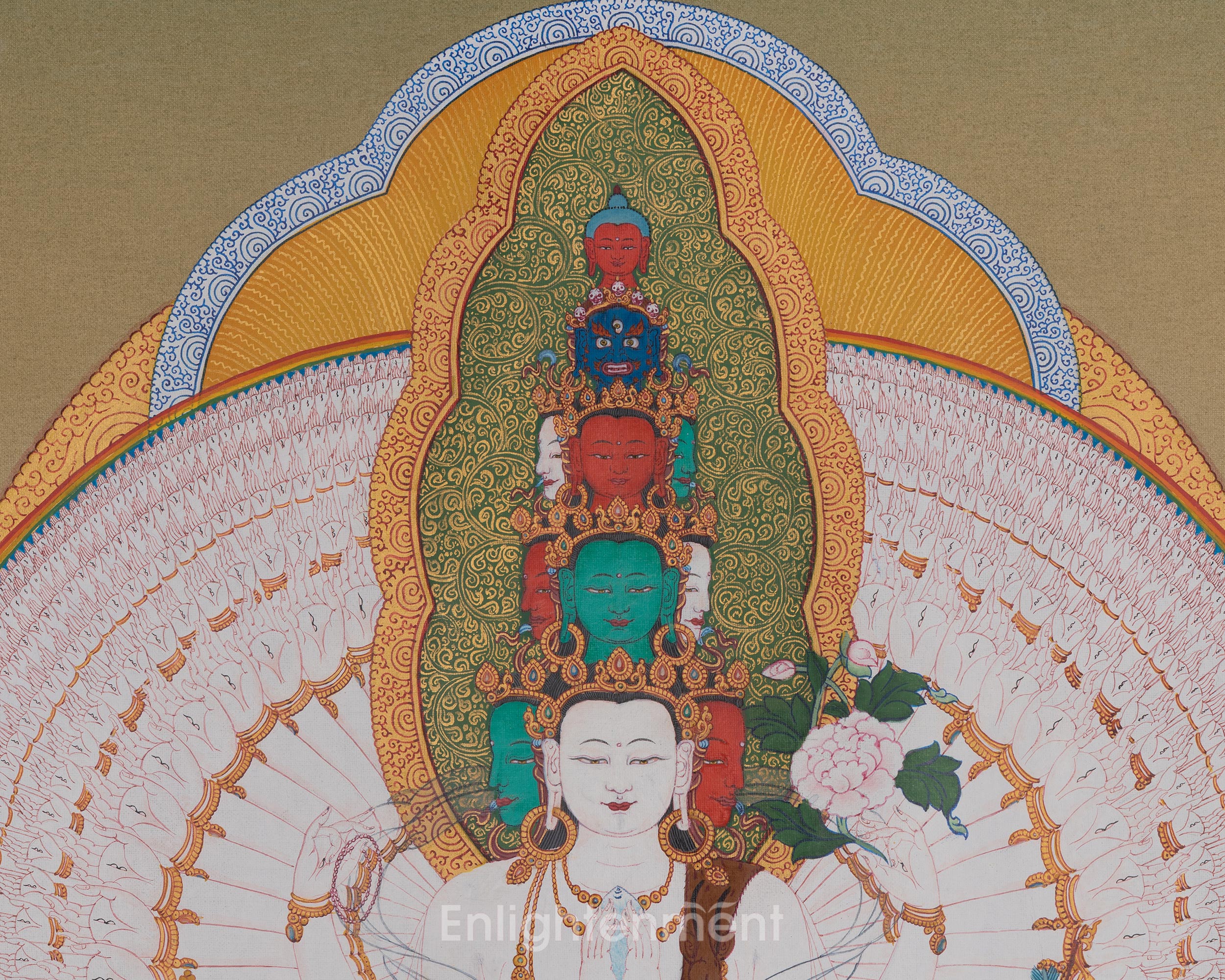 1000 Armed Chenrezig Tibetan Thangka | Revered Bodhisattva of Infinite Compassion