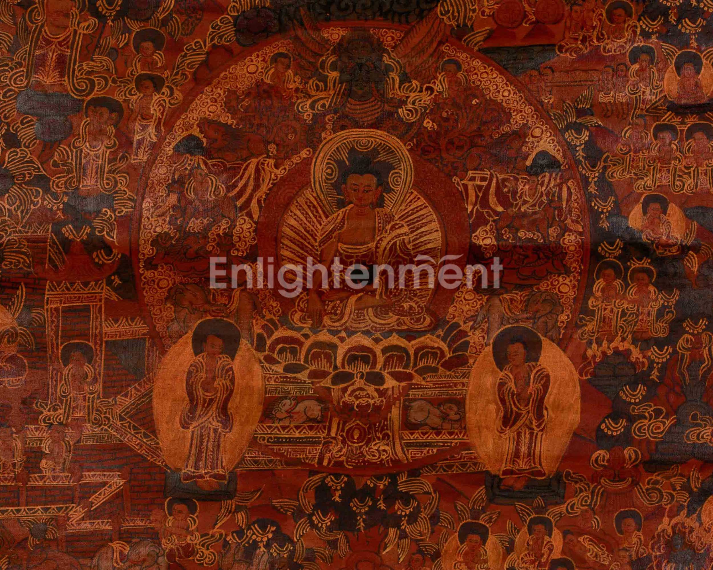 Tibetan Buddha Life Story Thangka | The Path from Royal Life to Enlightenment
